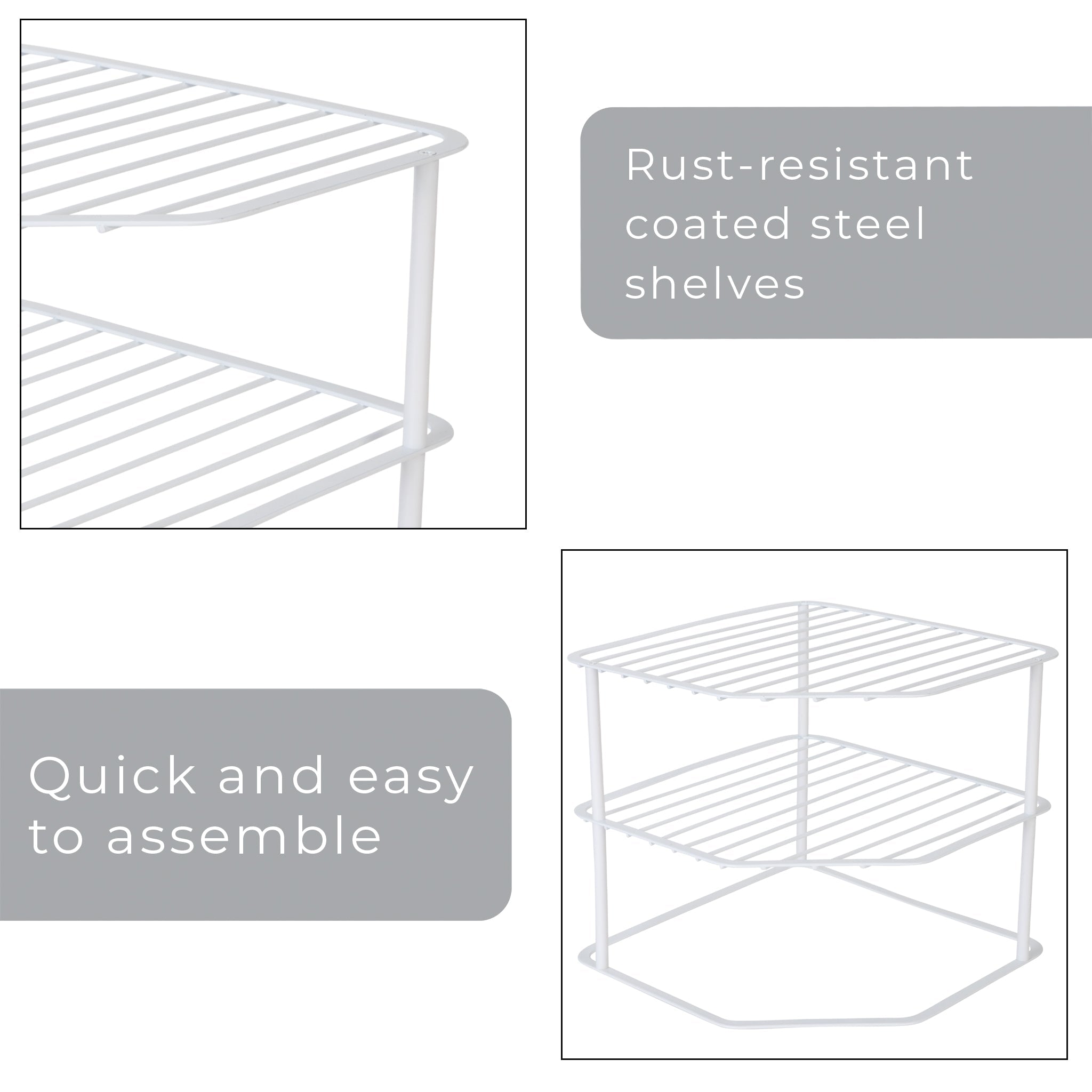 3-Tier Kitchen Corner Shelf Rack - White - Smart Design® 7