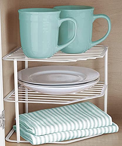 Smart Design 3-Tier Kitchen Corner Shelf Rack - White