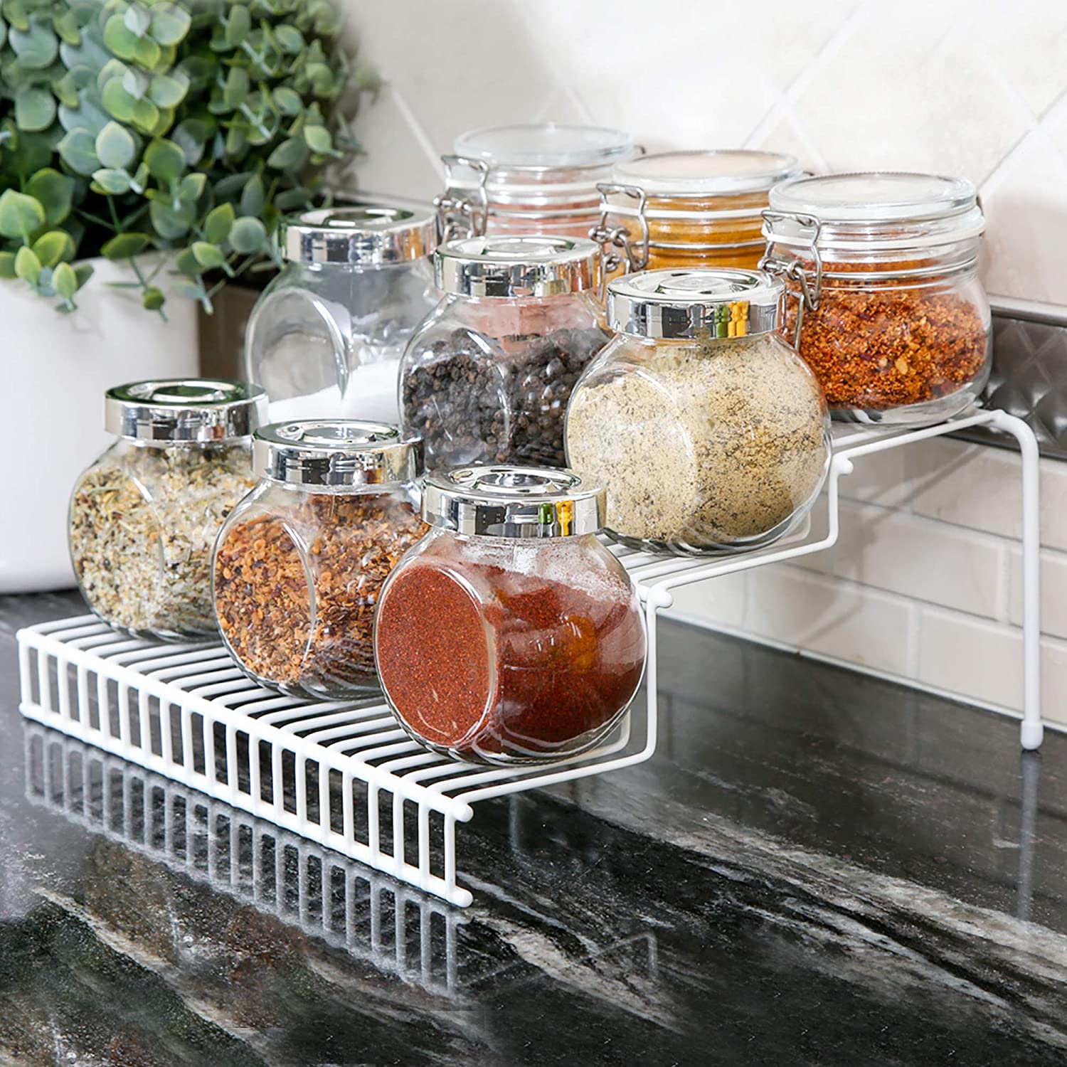 Spice Rack Wire Rails 3-Tier Metal Wire Spice Rack | Smart Design® Kitchen