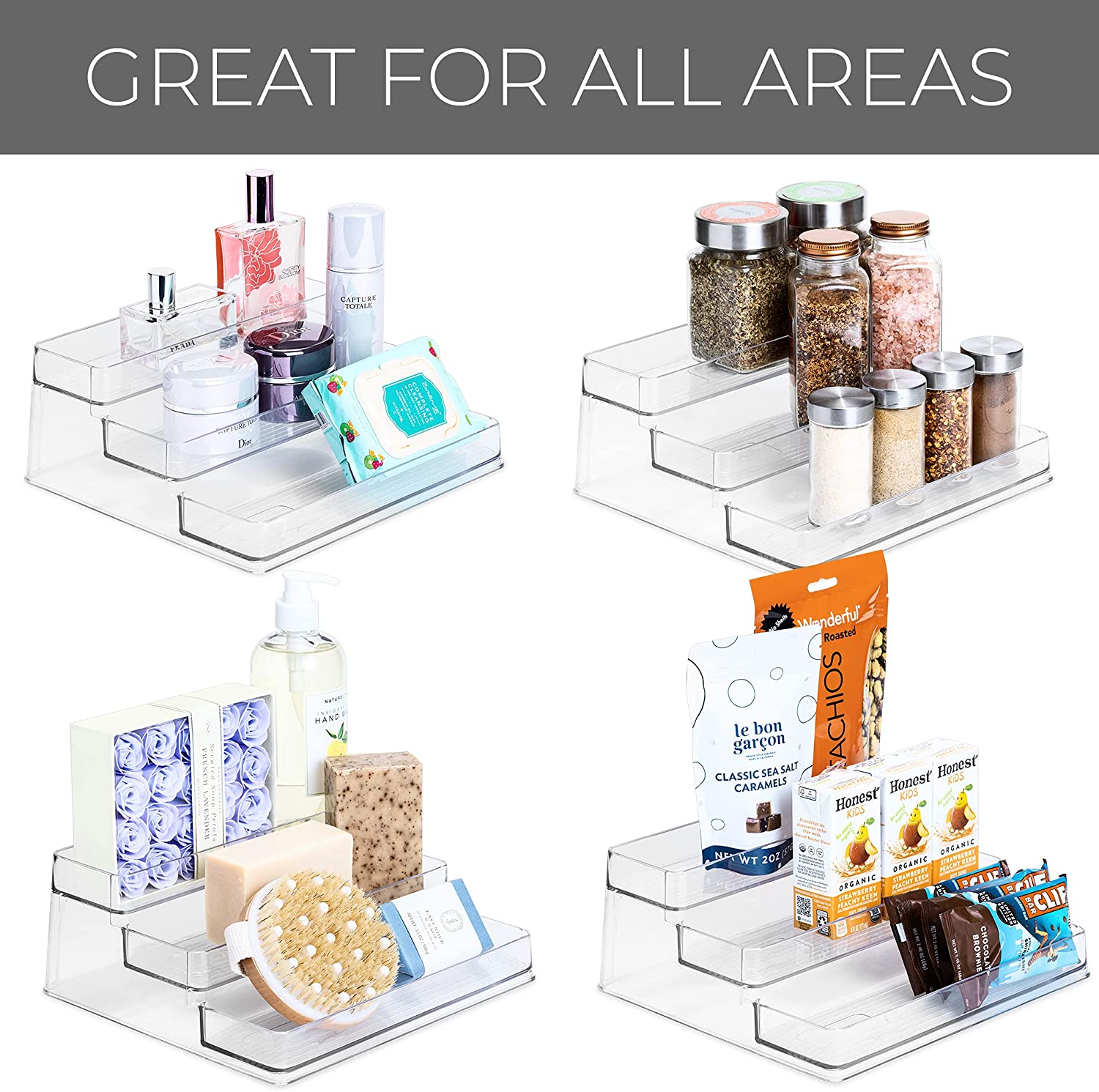 Clear Spice Rack 3-Tier Plastic Spice Rack - Clear | Smart Design® Kitchen