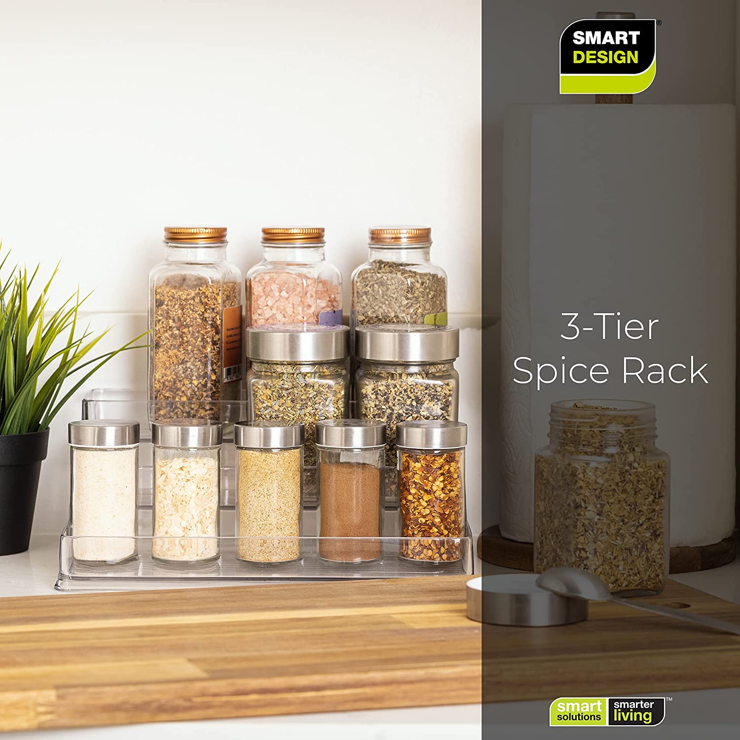 SIMPLEMADE Clear Spice Rack - 2 Pack Three-Tiered Shelf, Countertop, and  Cabinet Storage and Spice Organizer for Kitchen, Bathroom, Bedroom, and