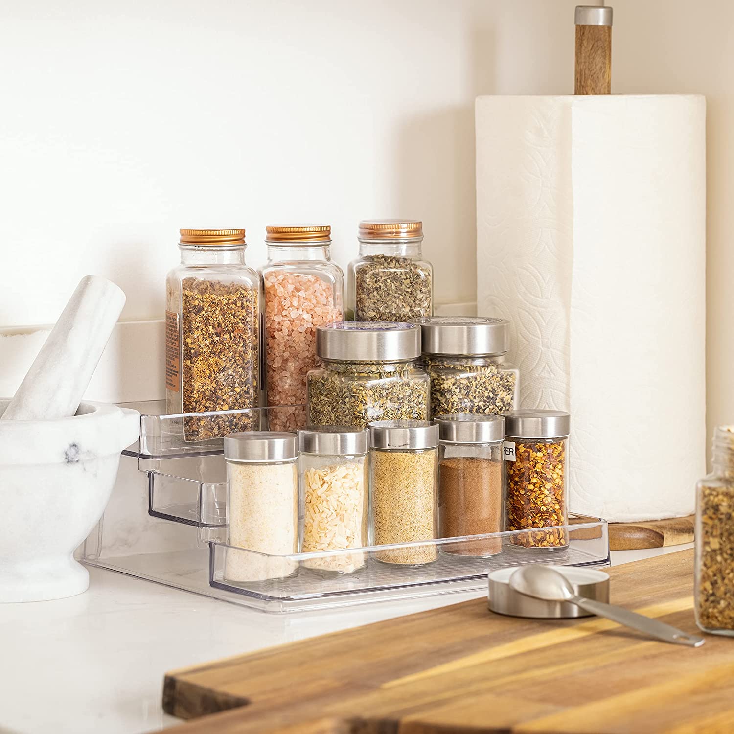 Clear Acrylic Spice Rack Kitchen Seasoning Jars Rack For Cabinet