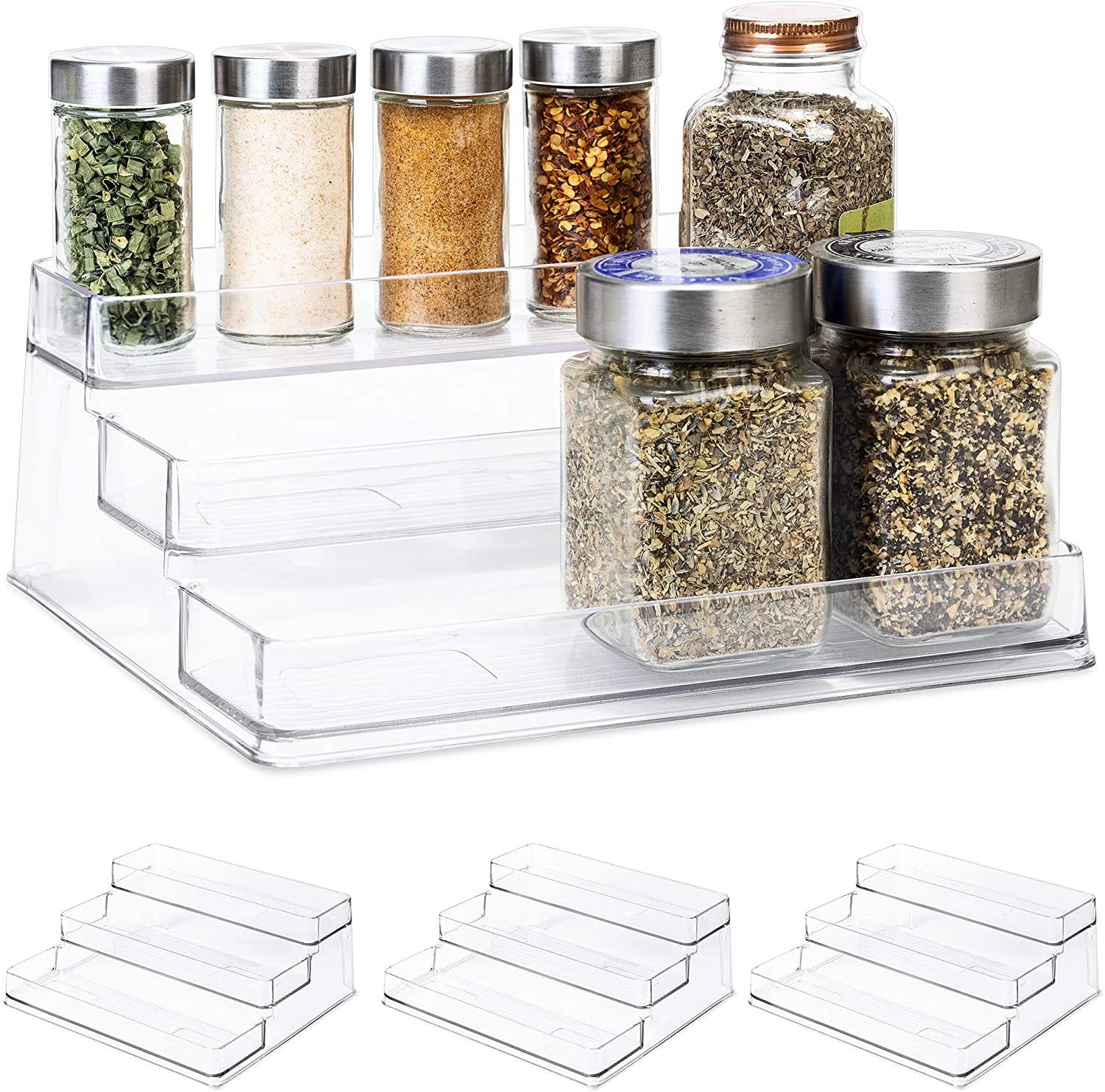 Clear Acrylic Spice Rack Kitchen Seasoning Jars Rack For Cabinet