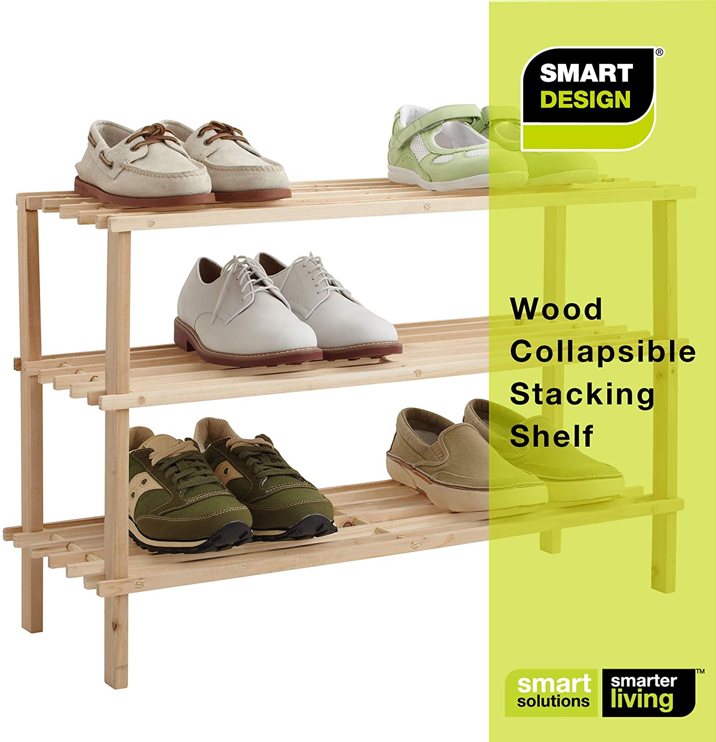 3-Tier Stackable Wooden Shoe Rack - Smart Design® 7