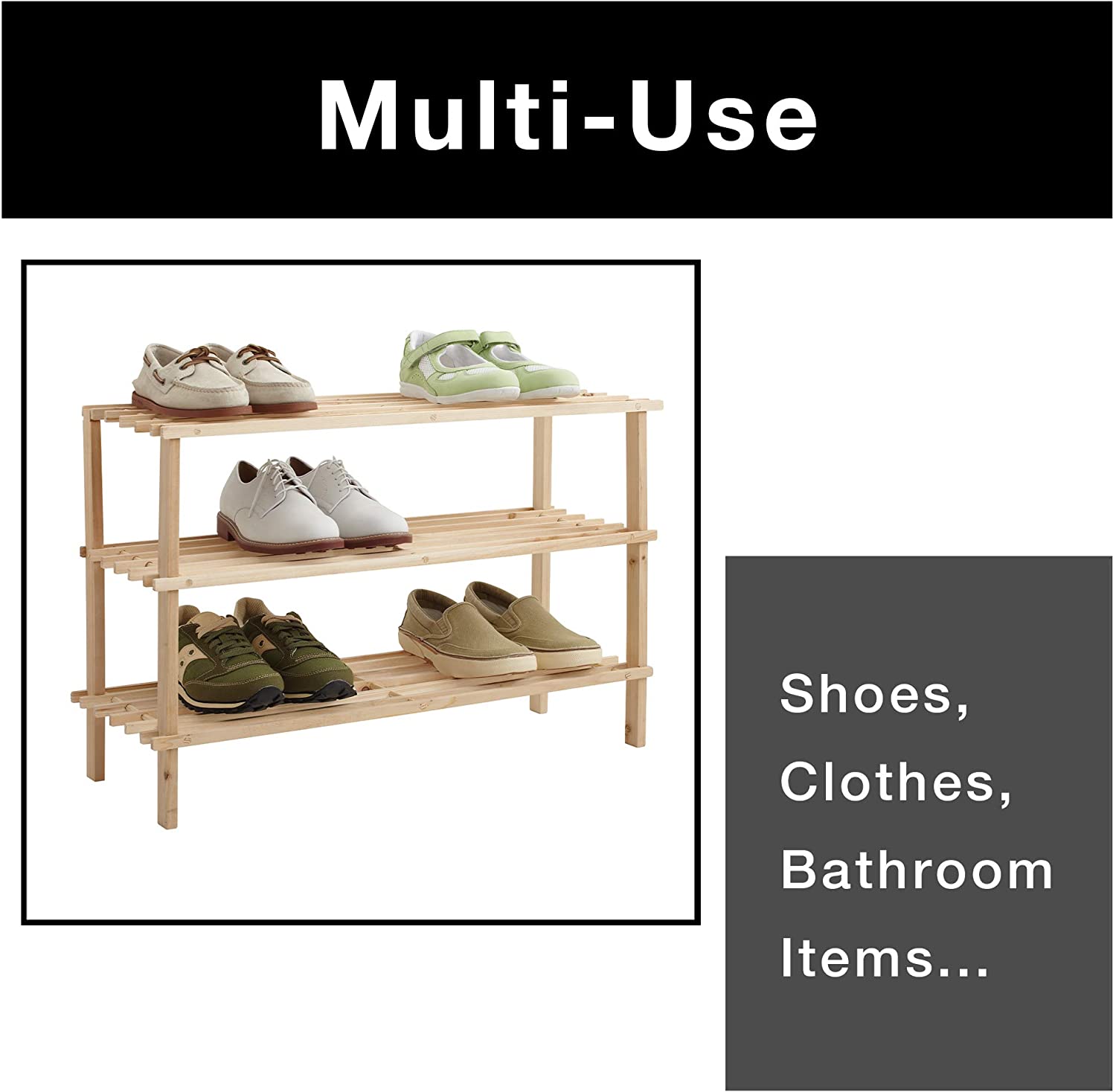 3-Tier Stackable Wooden Shoe Rack - Smart Design® 5