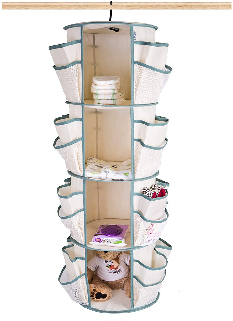 4-Tier Smart Carousel Organizer with Pockets and 360 Degree Swivel - Smart Design® 1