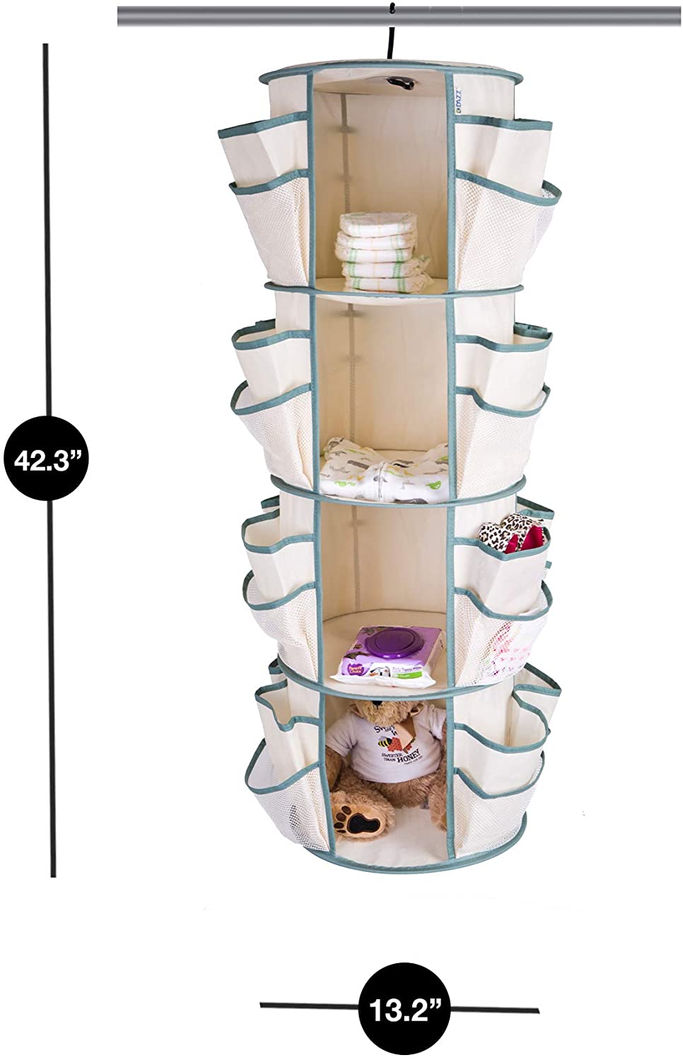 4-Tier Smart Carousel Organizer with Pockets and 360 Degree Swivel - Smart Design® 3
