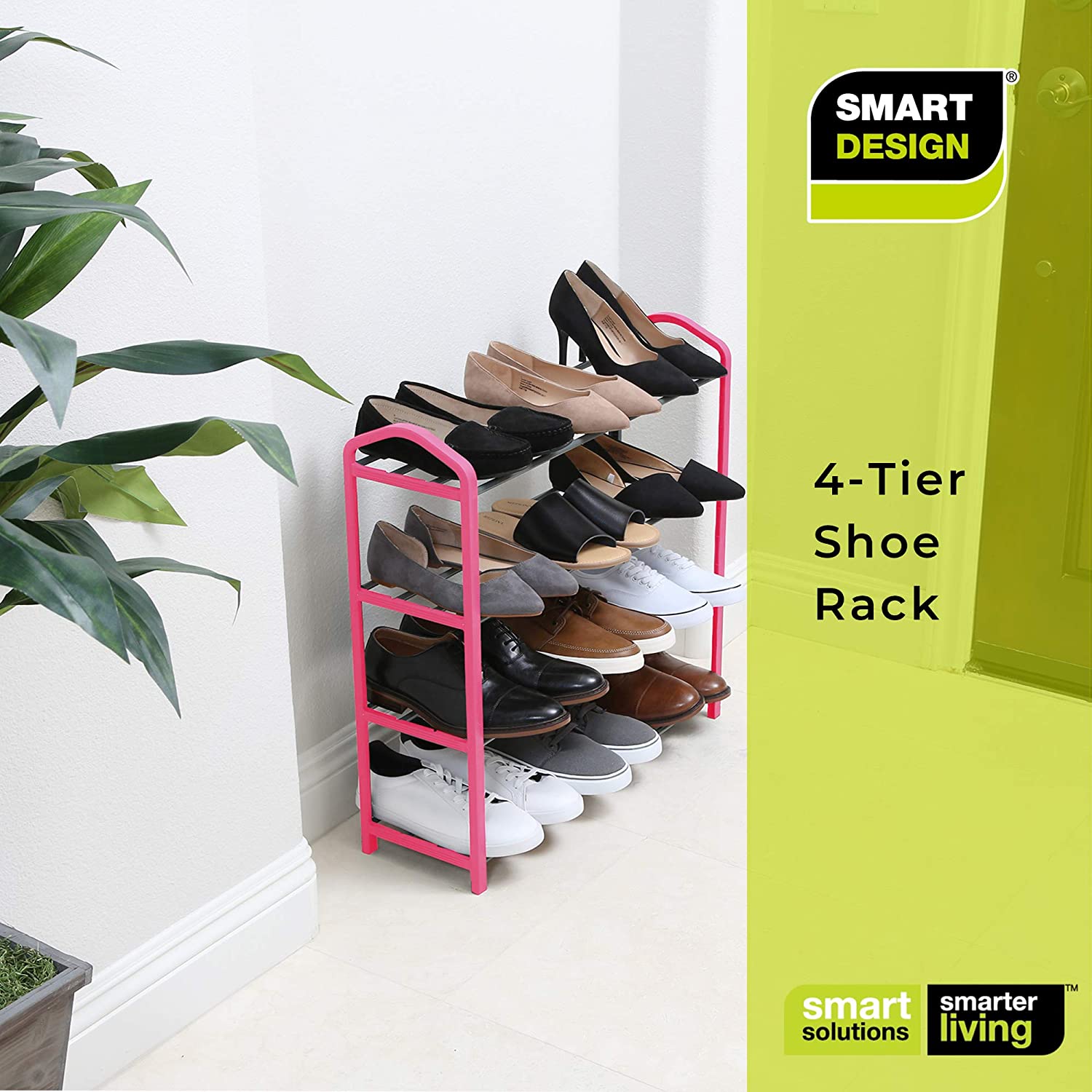 Smart Design | 4 Tier Steel Shoe Rack