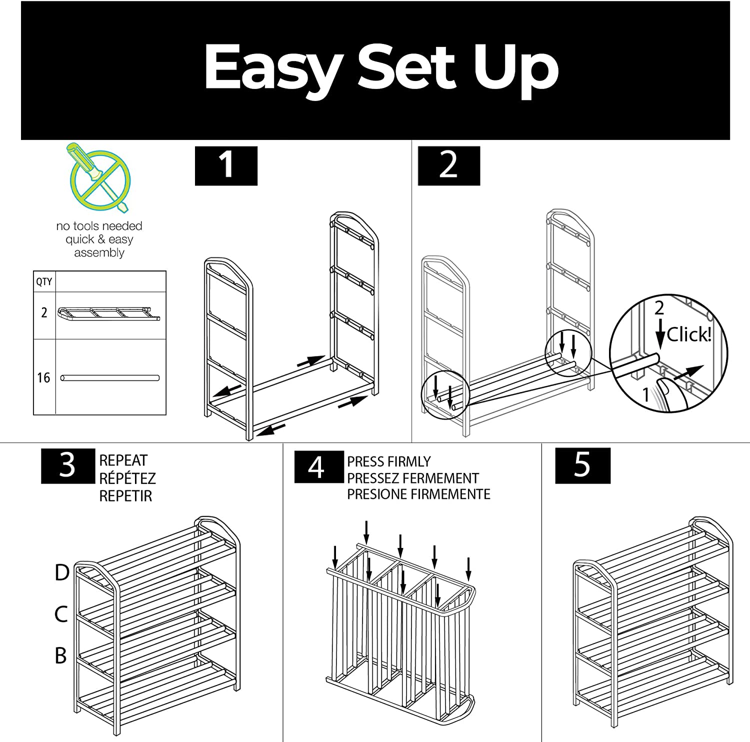 4-Tier Steel Shoe Rack - Smart Design® 16