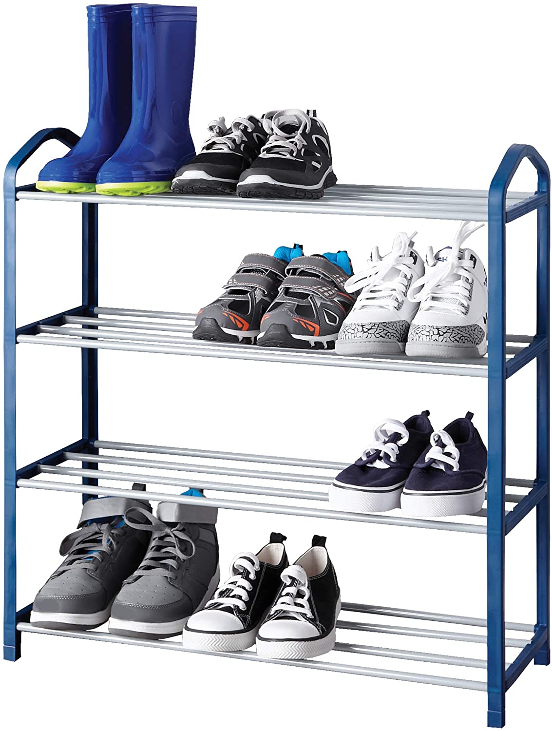 Mainstays 4-Tier Shoe Rack, White with Steel Shelves 