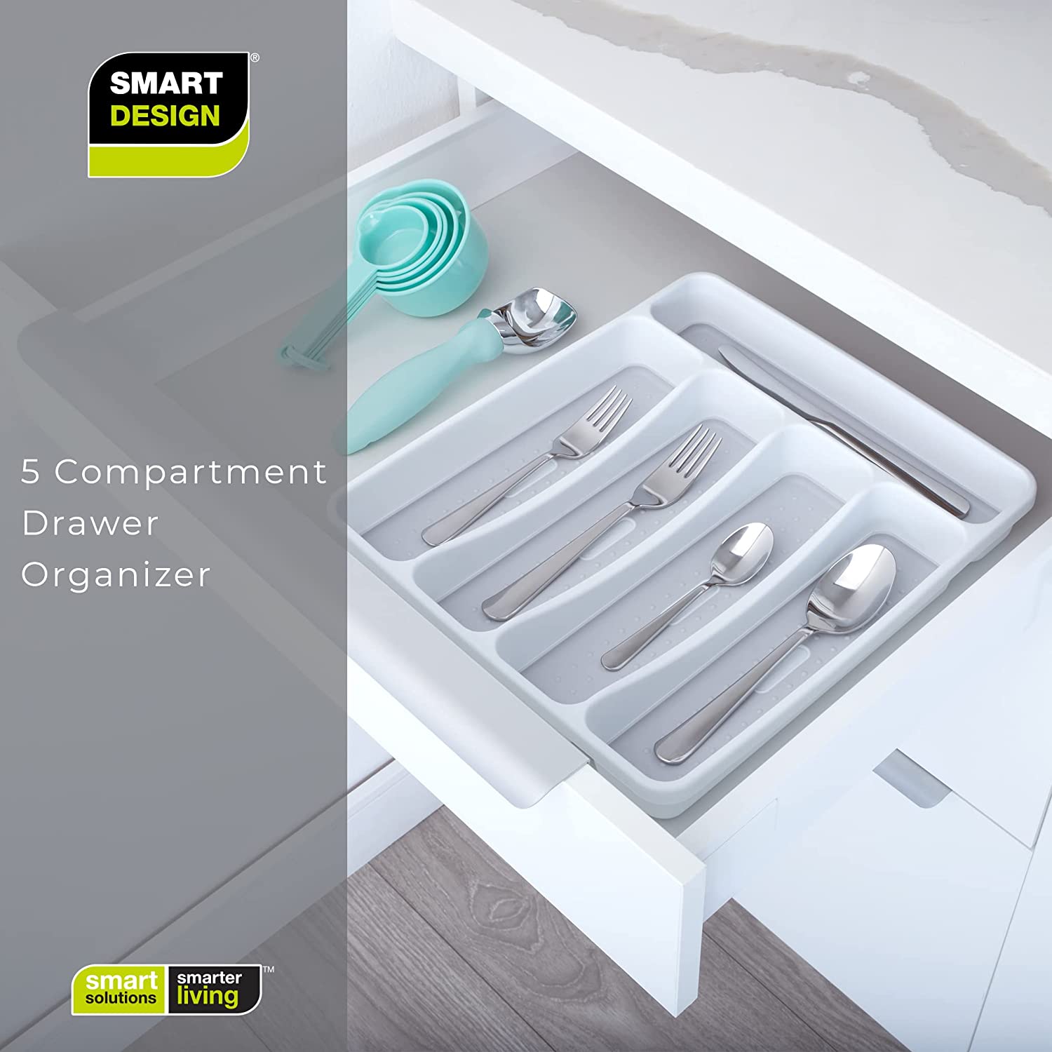 5-Compartment Plastic Drawer and Cabinet Organizer - Smart Design® 7