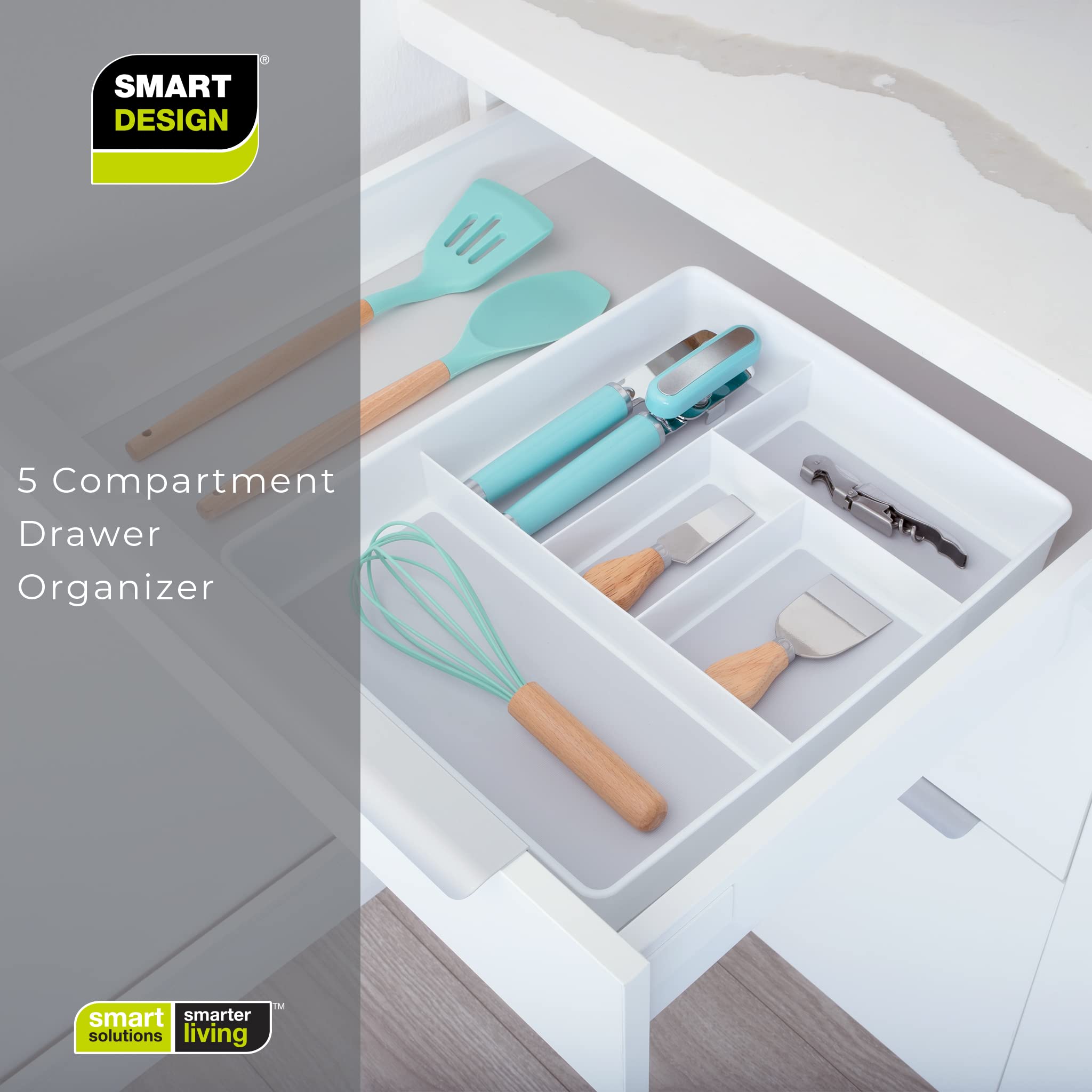 5-Compartment Plastic Drawer Organizer - Smart Design® 7