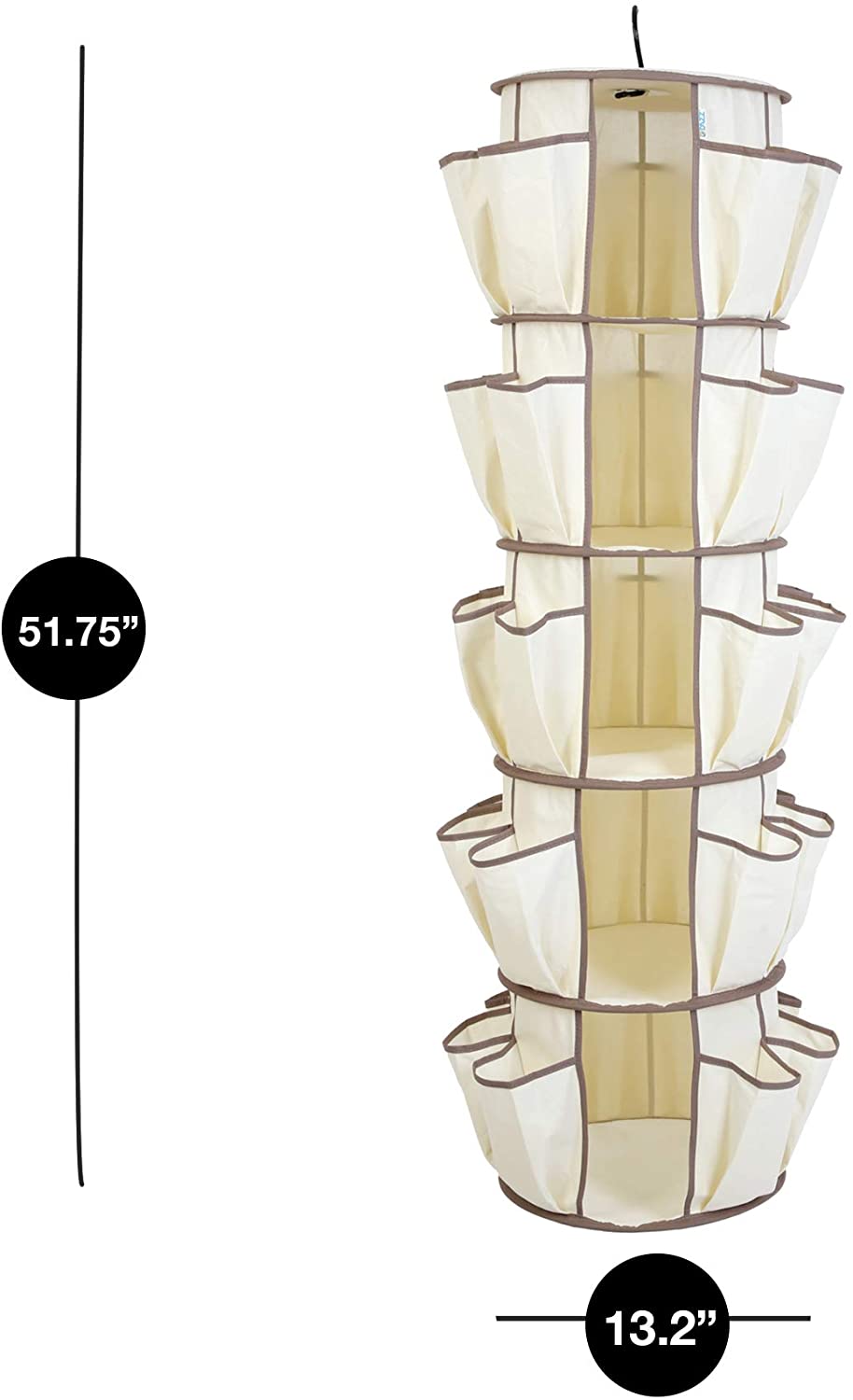 5-Tier Hanging Carousel Organizer with 40 Pockets and 360 Degree Swivel - Smart Design® 3