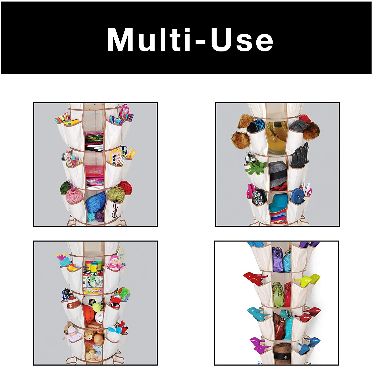 5-Tier Hanging Carousel Organizer with 40 Pockets and 360 Degree Swivel - Smart Design® 5