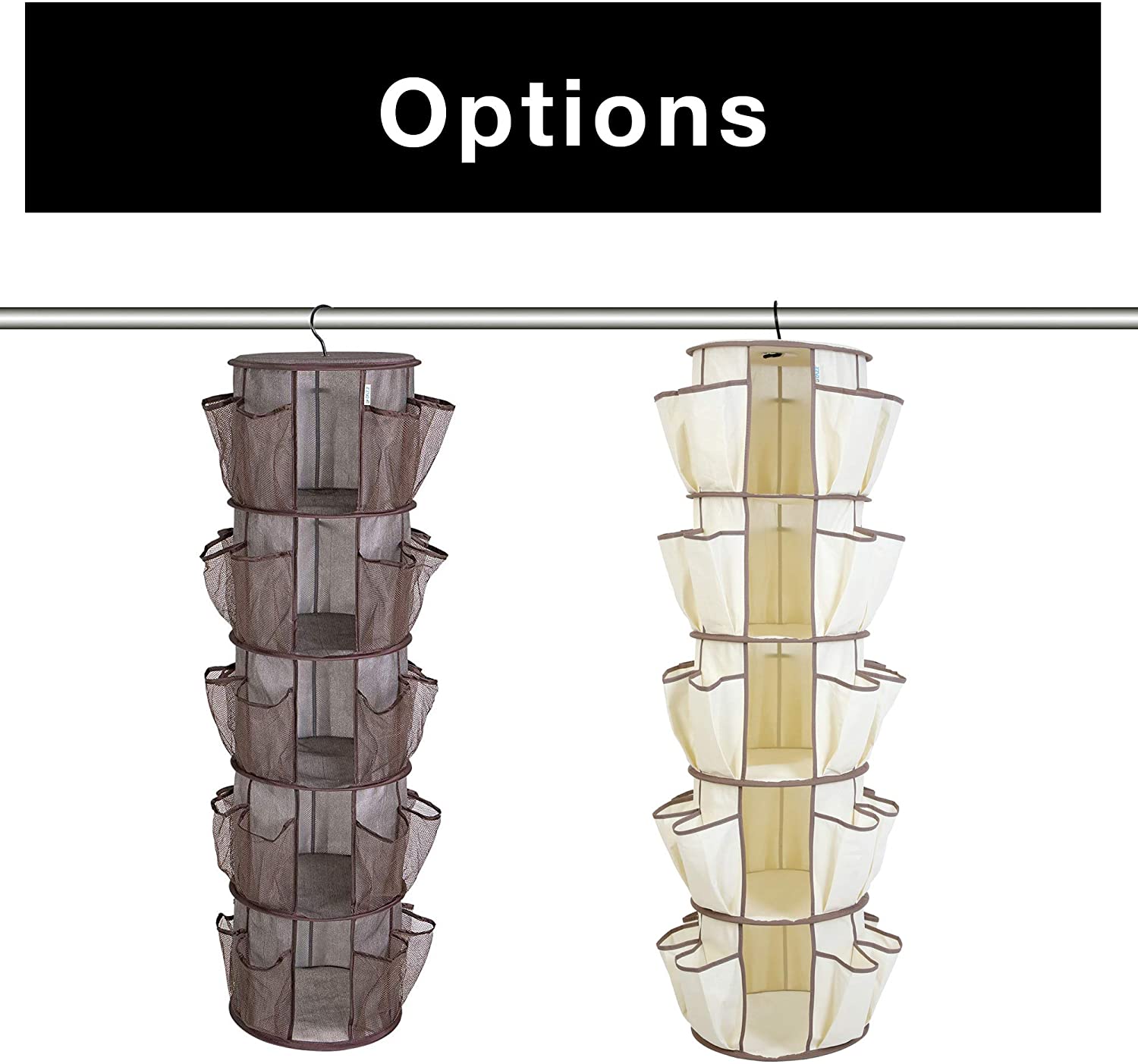 5-Tier Hanging Carousel Organizer with 40 Pockets and 360 Degree Swivel - Smart Design® 6