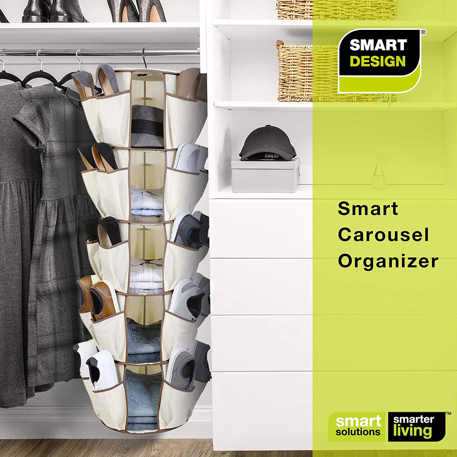 5-Tier Hanging Carousel Organizer with 40 Pockets and 360 Degree Swivel - Smart Design® 7