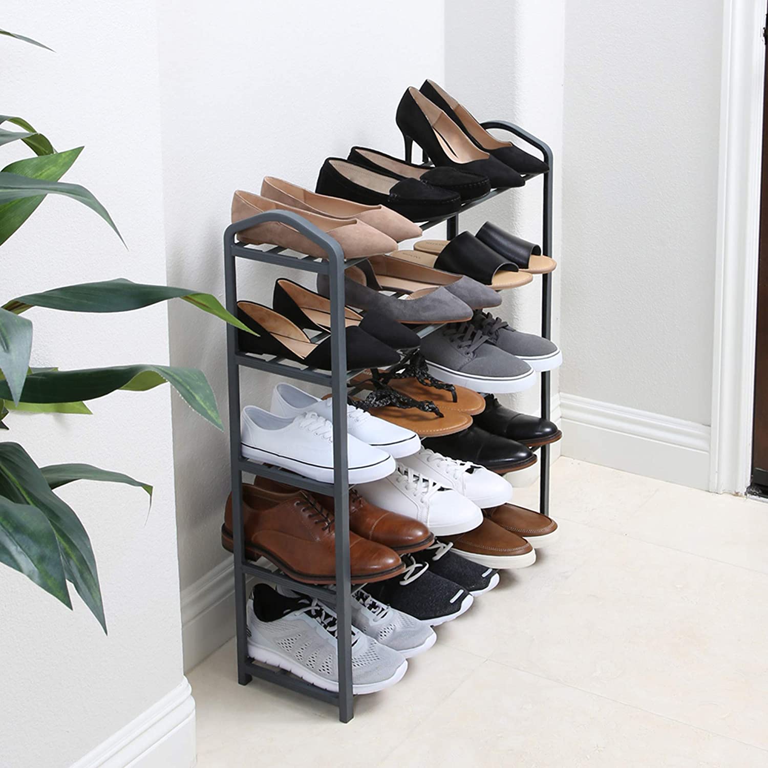 5-Tier Shoe Storage Organizer with 4 Metal Mesh Shelves