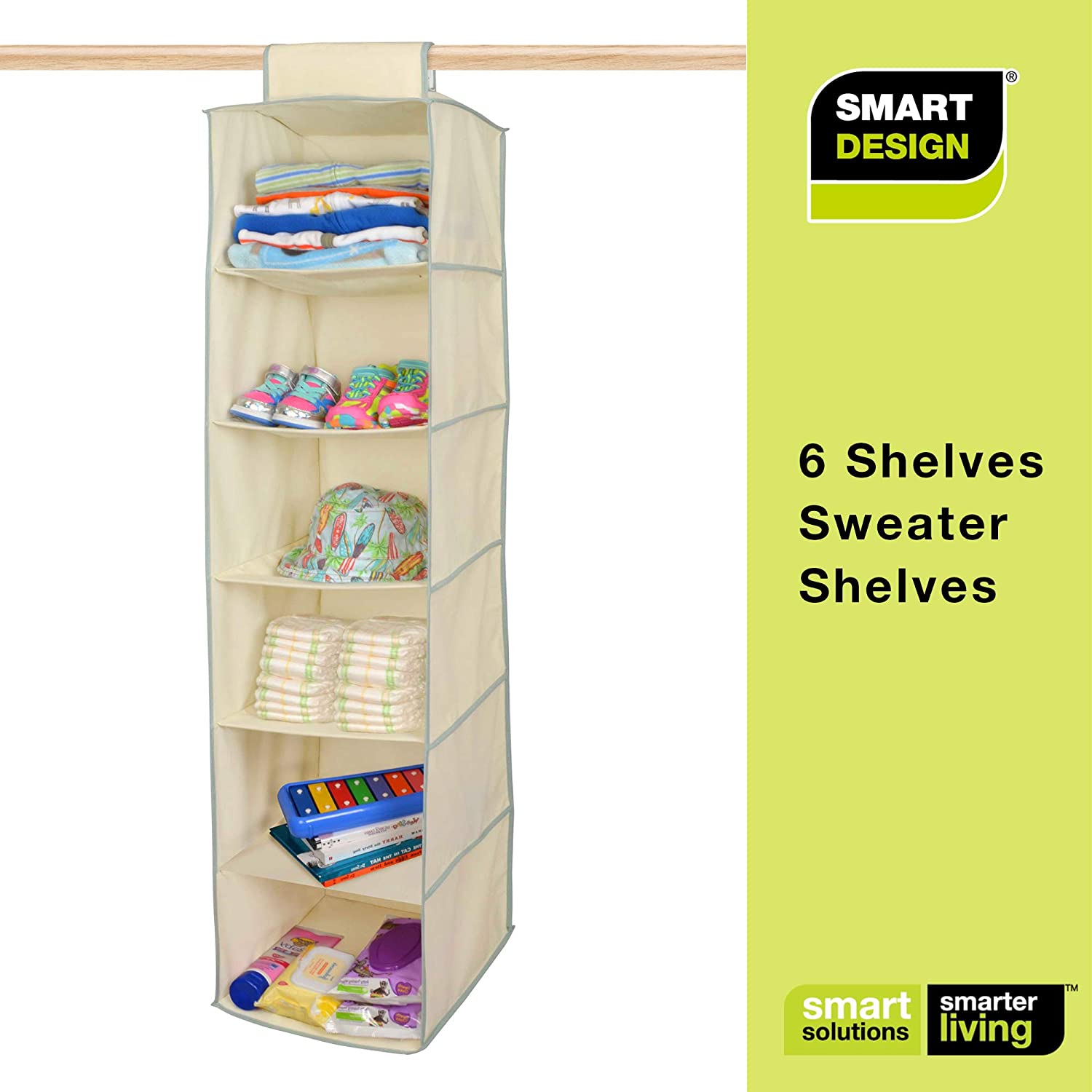 6-Shelf Hanging Closet Organizer with Velcro Hook and Loop - Smart Design® 18