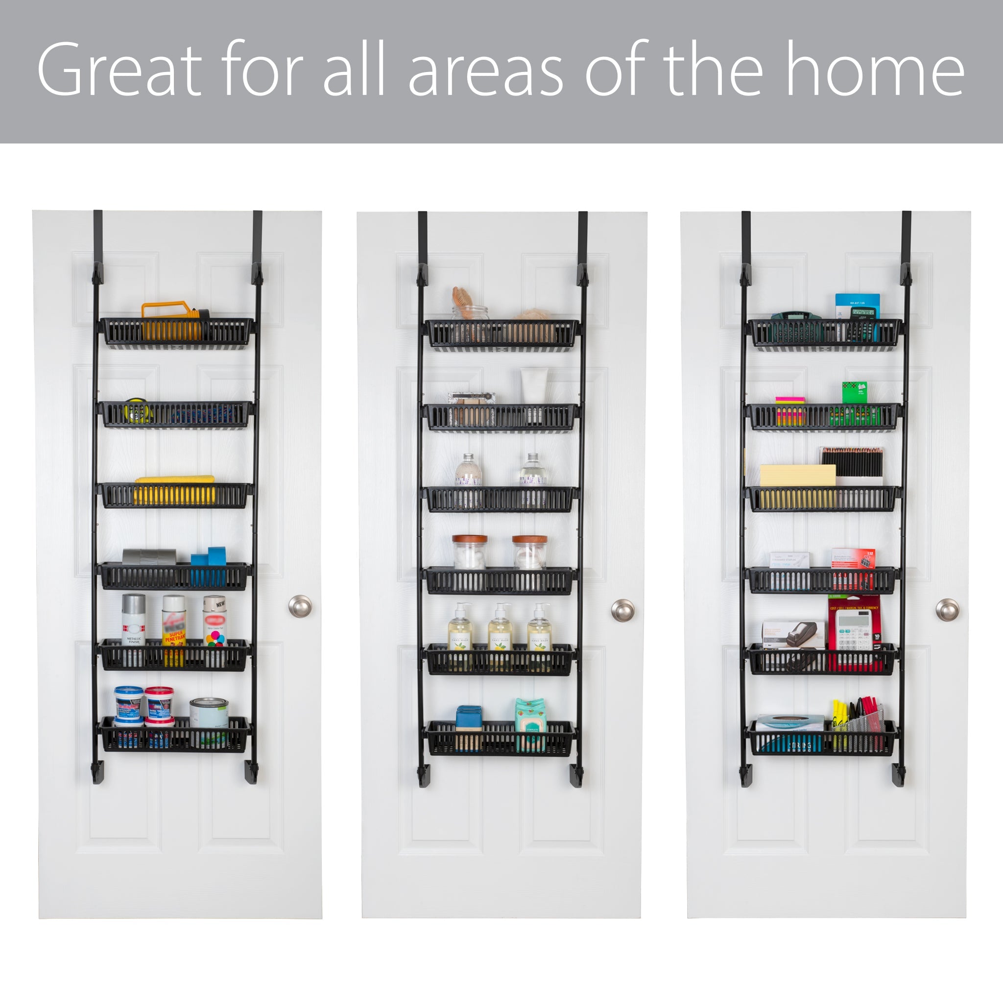 6-Tier Over-The-Door Metal and Plastic Pantry Organizer with 6 Full Baskets