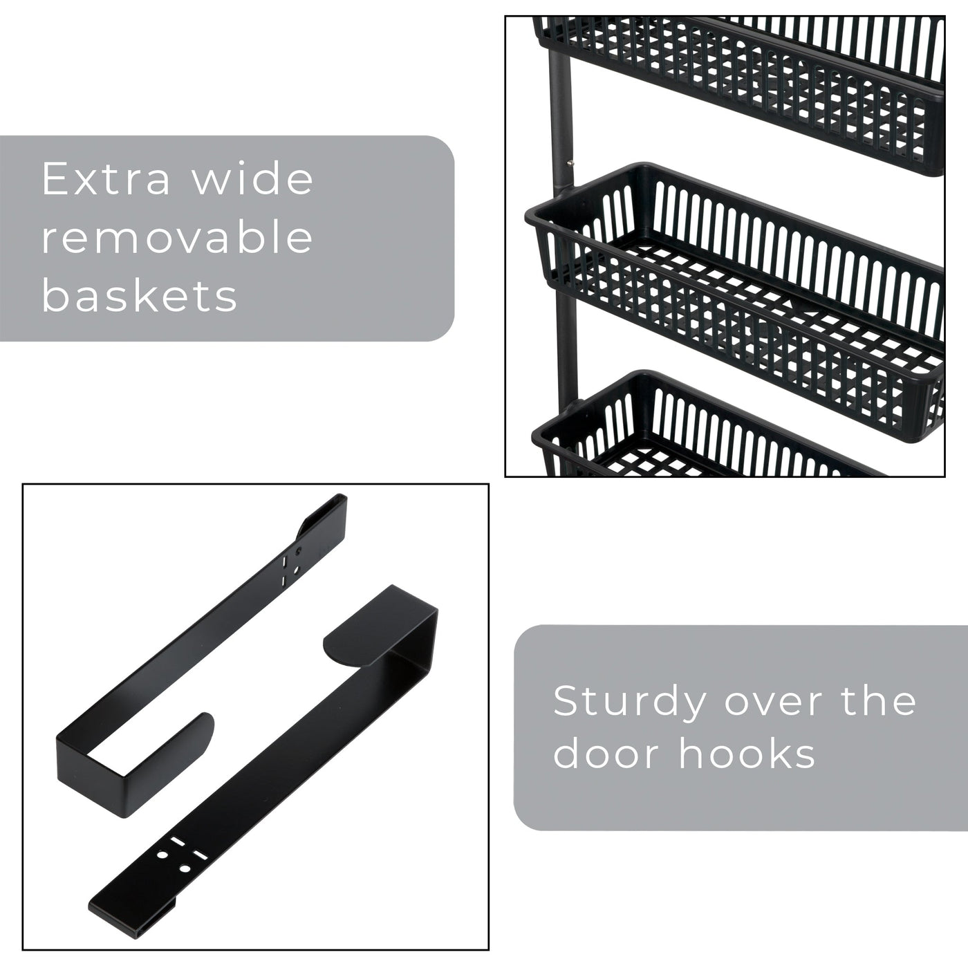 6 Tier Over The Door Metal and Plastic Pantry Organizer with 6 Full Baskets Smart Design Kitchen