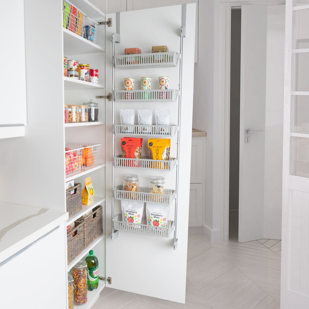 6-Tier Over-The-Door Metal and Plastic Pantry Organizer with 6 Full Baskets - Smart Design® 15