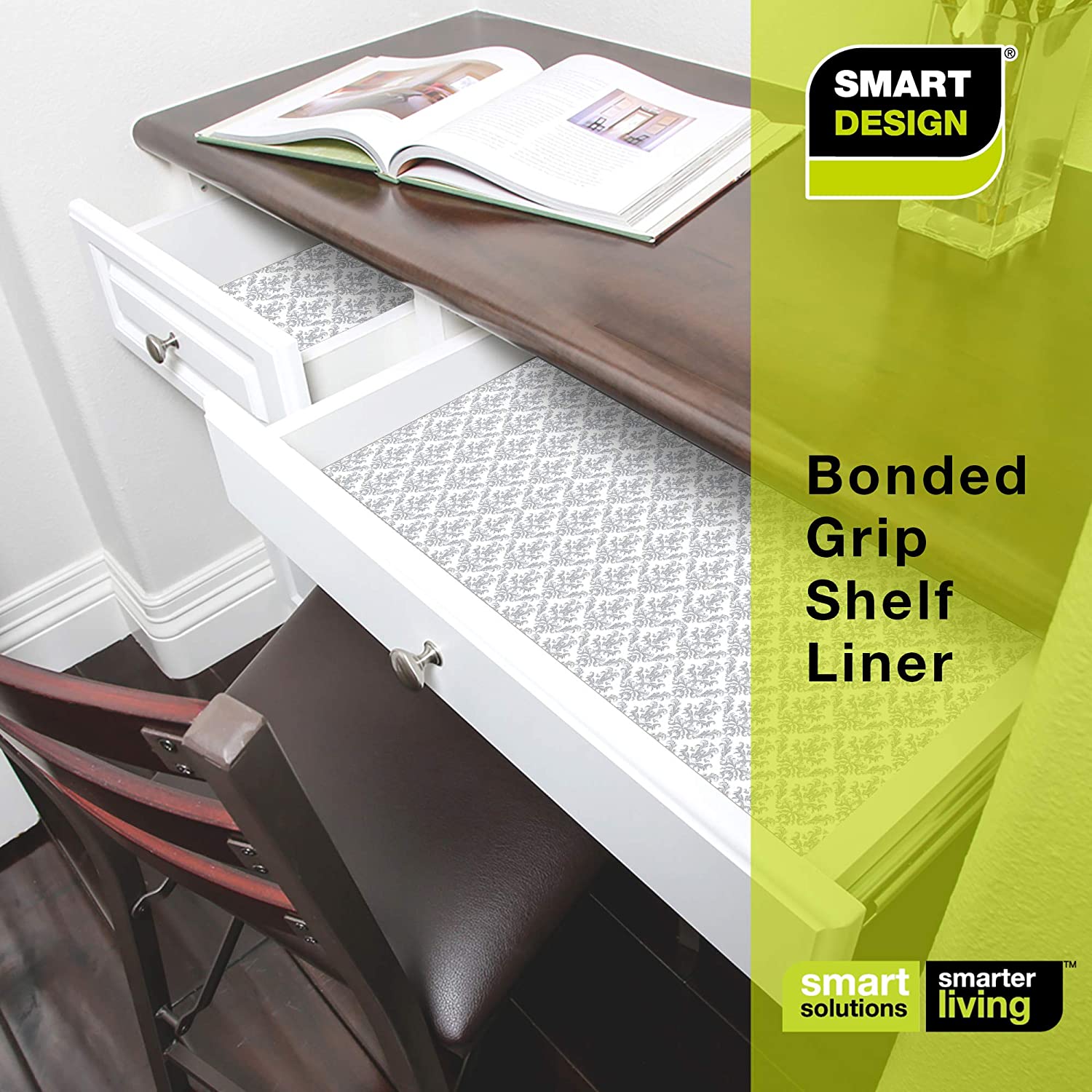 Bonded Grip Shelf Liner - 12 Inch x 10 Feet - Non-Adhesive - Smart Design® 21