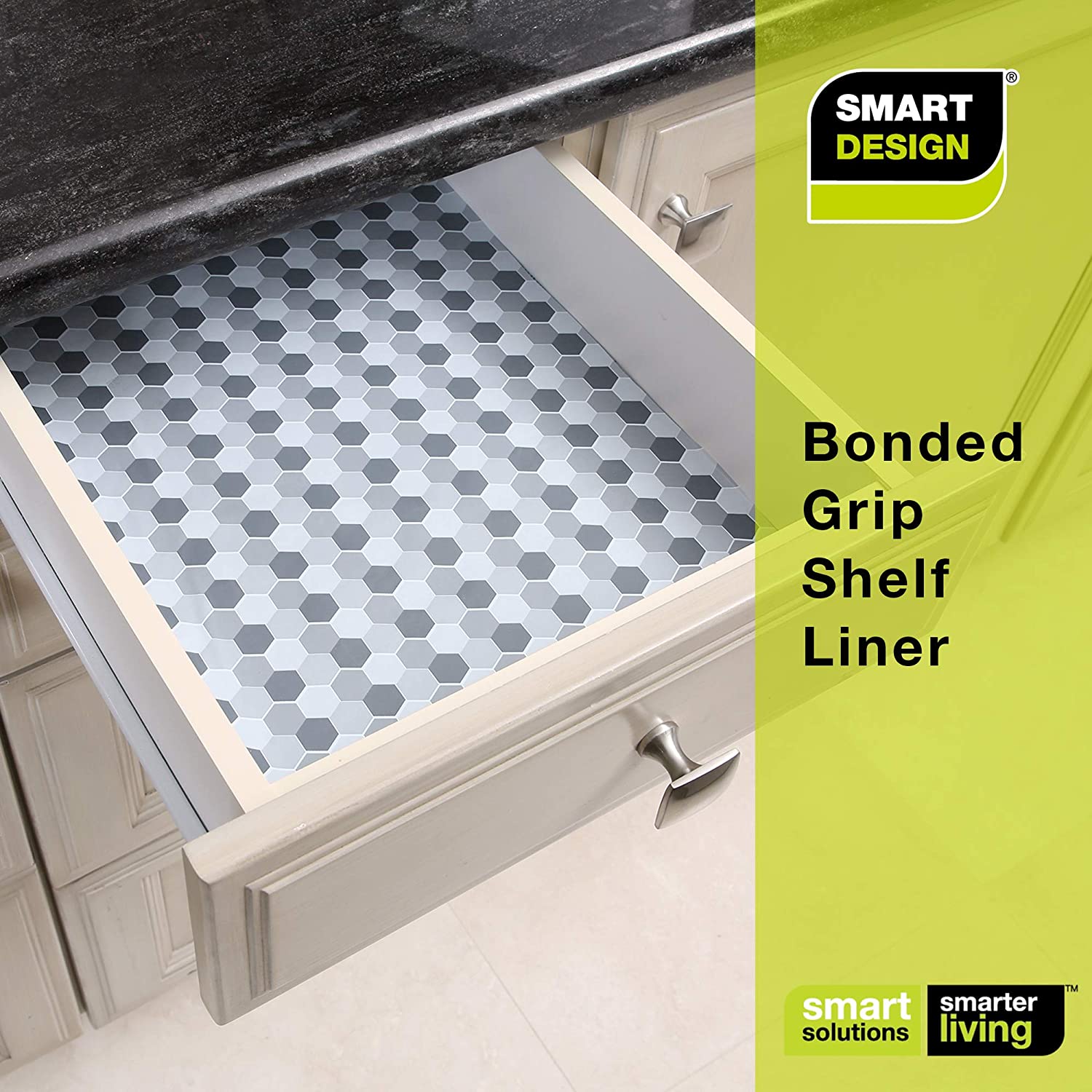Bonded Grip Shelf Liner - 12 Inch x 10 Feet - Non-Adhesive - Smart Design® 101