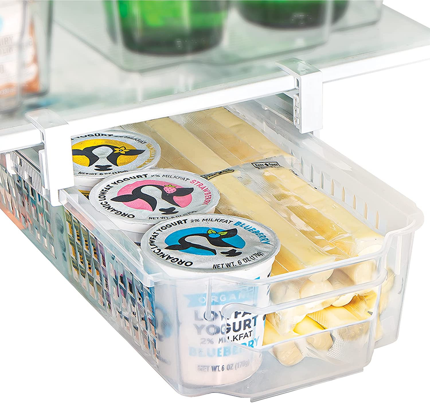 smartified Fridge Organizer Bin with Lid & Removable Dividers