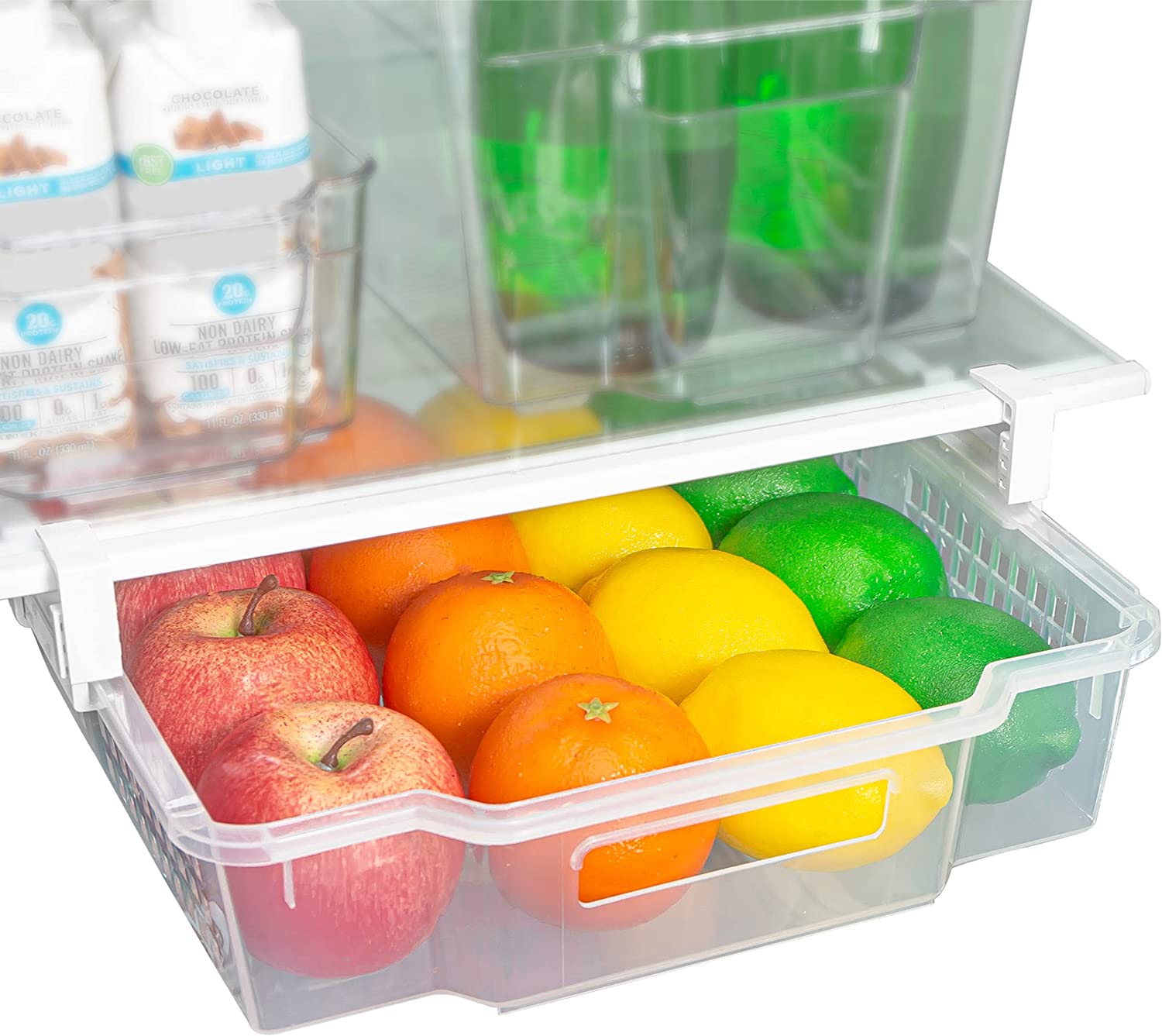 mDesign Tall Plastic Kitchen Pantry Cabinet, Refrigerator or Freezer Food Storage Bin with Handles - Organizer for Fruit, Yogurt