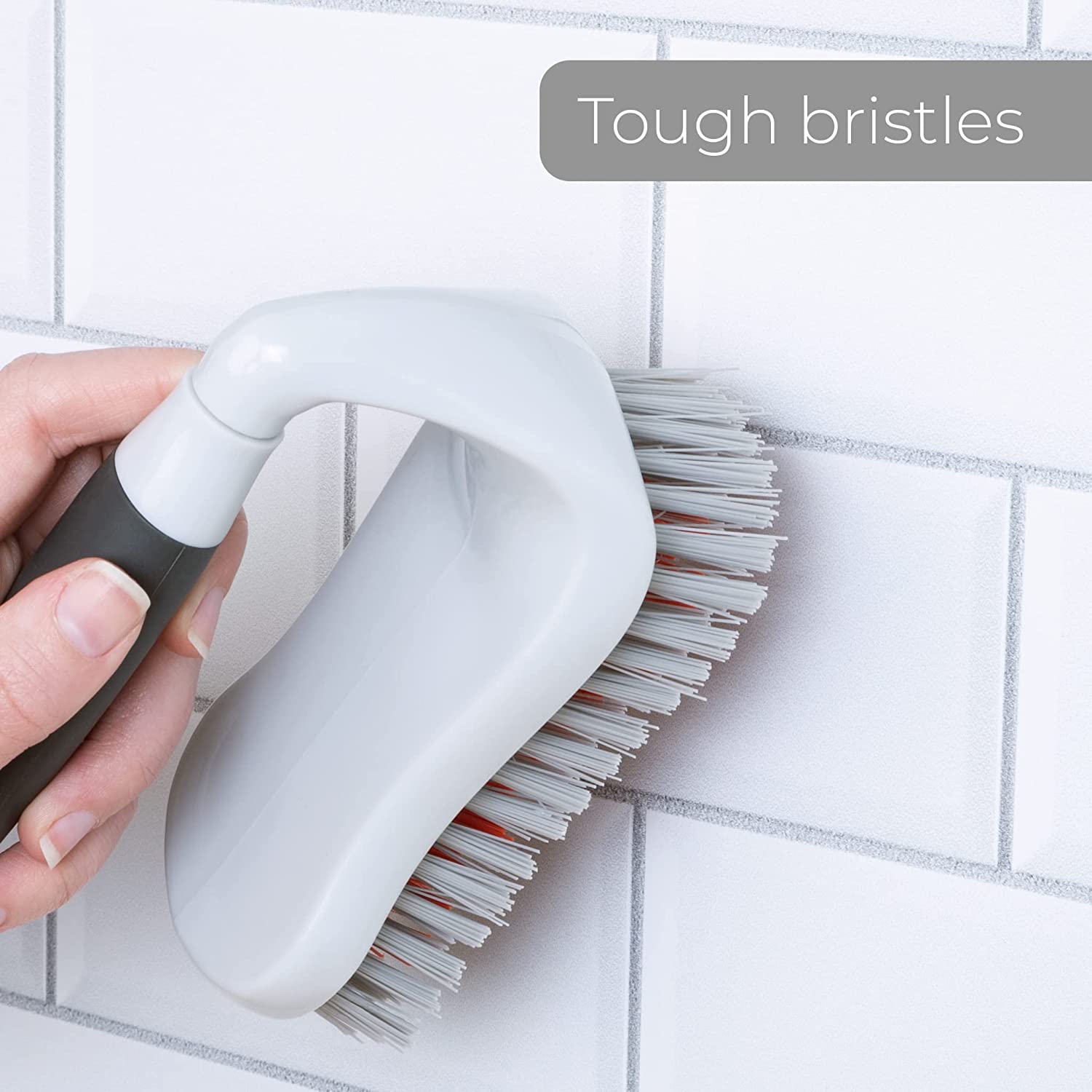 Smart Design All-Purpose Scrub Brush - Contoured Easy Grip Non-Slip Handle - Tough Bristles - Odor Resistant - Dishwasher Safe - Cleaning Pots, Pans