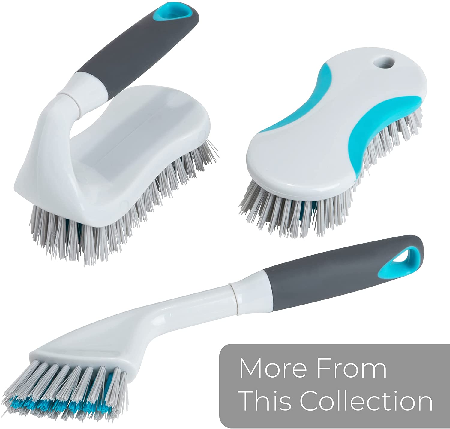 Smart Design Palm Brush & Stand - Contoured Non-Slip Grip - No-Leak Valve - Long Lasting Bristles - Odor Resistant - Dishwasher Safe - Cleaning Pots