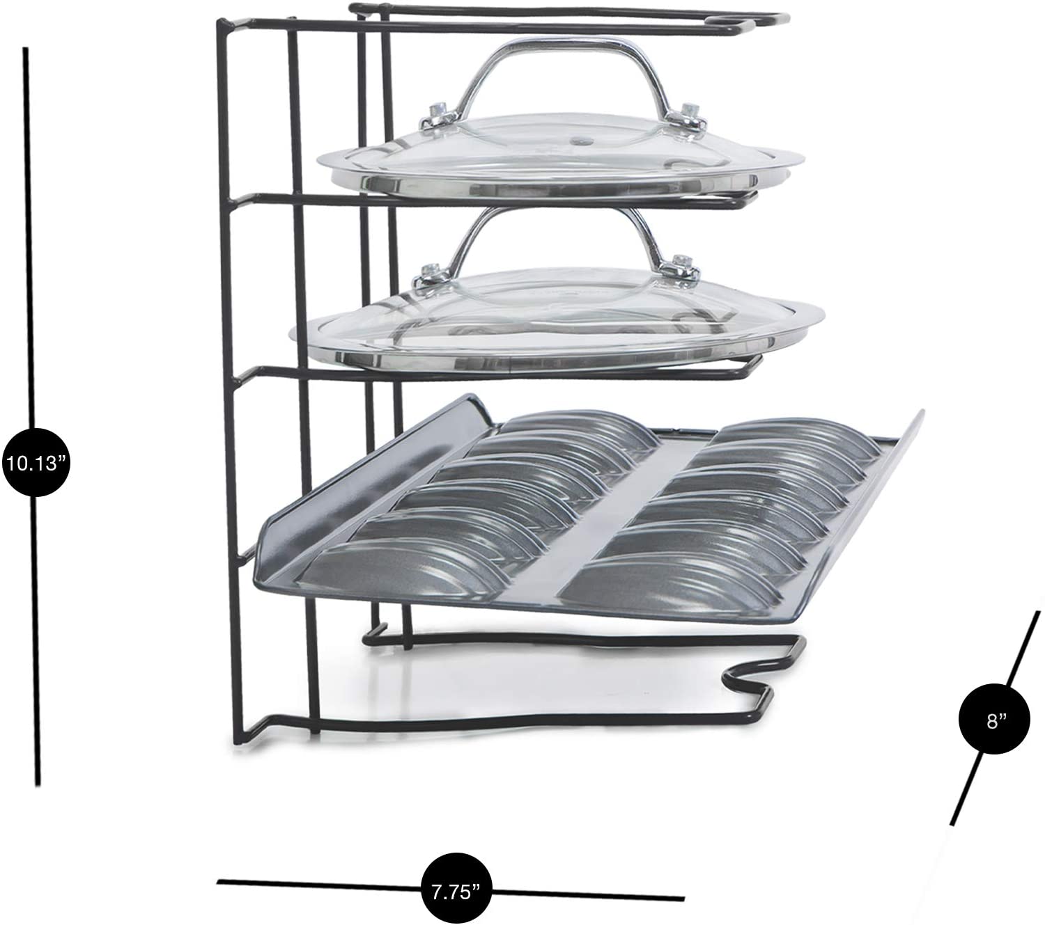Bakeware and Lid Storage Rack with 4-Compartment Dividers - Smart Design® 23