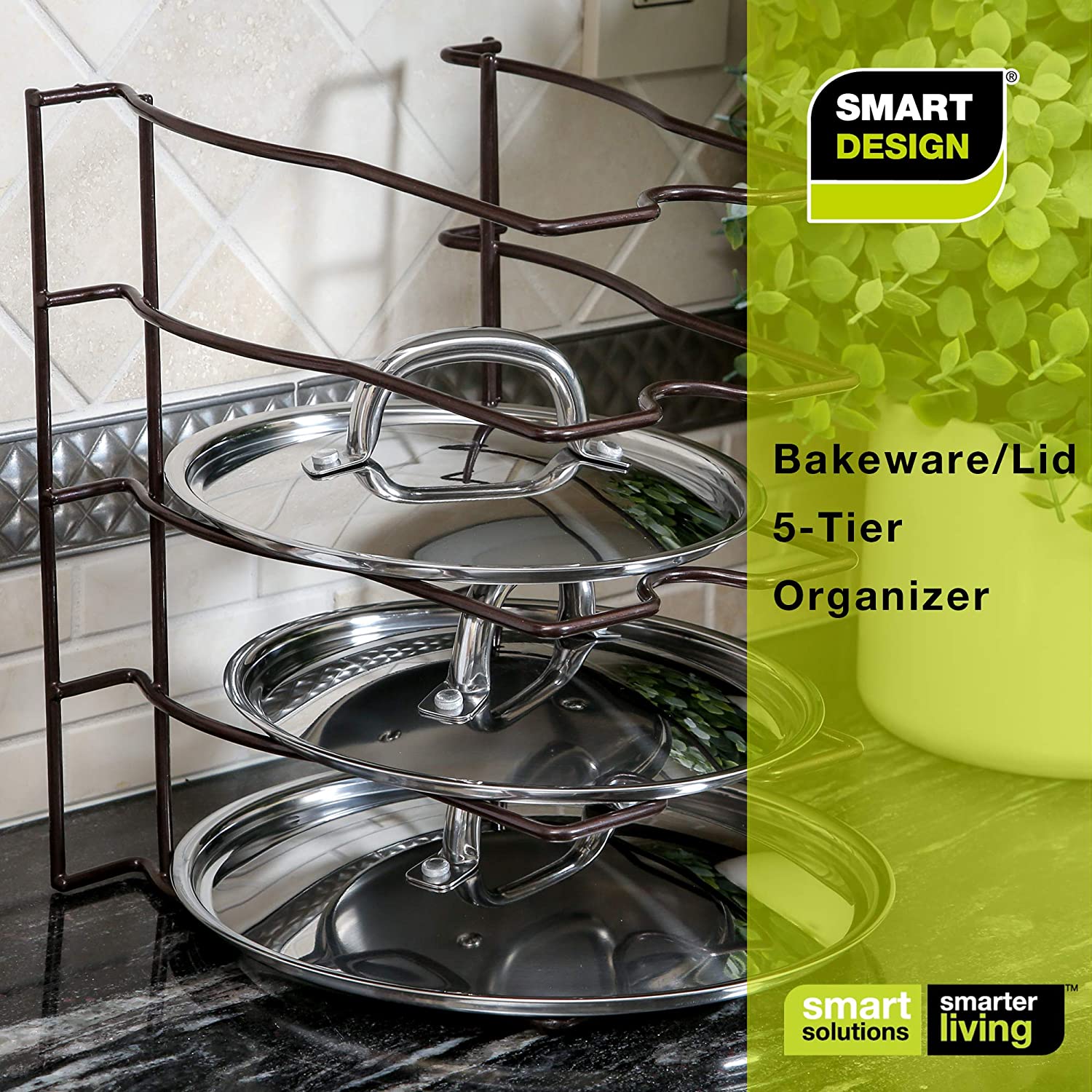 Bakeware and Lid Storage Rack with 4-Compartment Dividers - Smart Design® 14