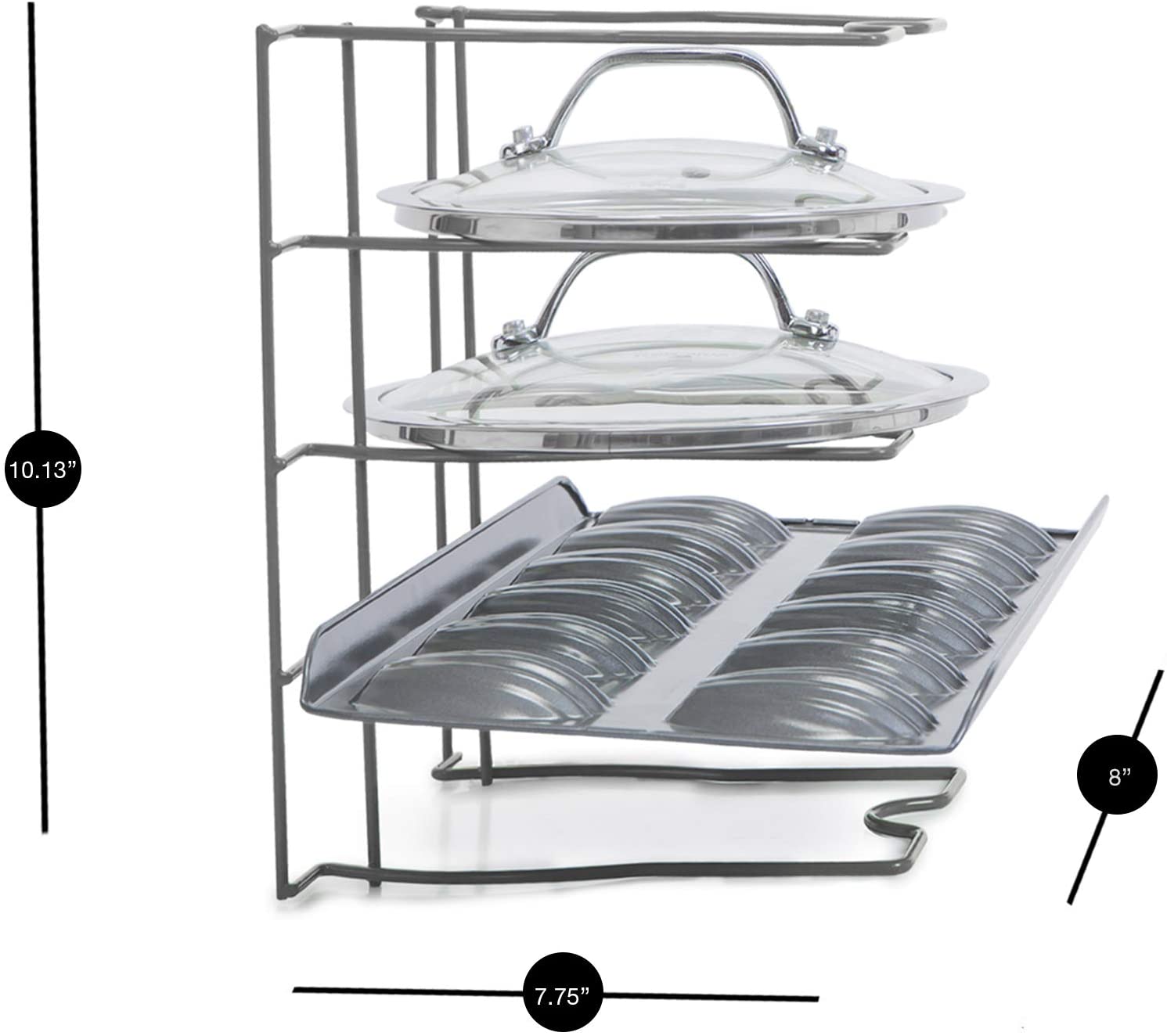 Bakeware and Lid Storage Rack with 4-Compartment Dividers - Smart Design® 17