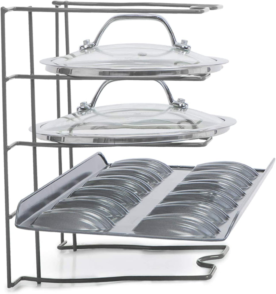 Bakeware and Lid Storage Rack with 4-Compartment Dividers - Smart Design® 15