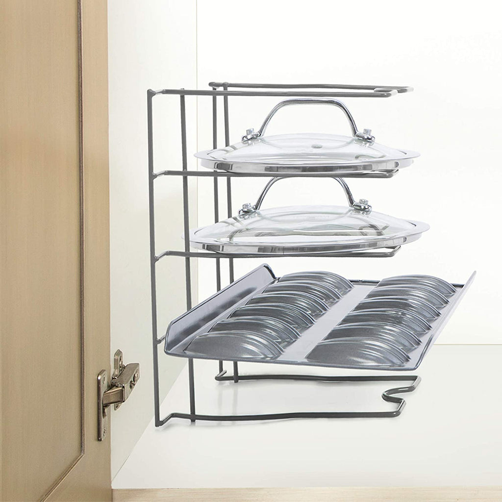 Bakeware and Lid Storage Rack with 4-Compartment Dividers | Smart ...