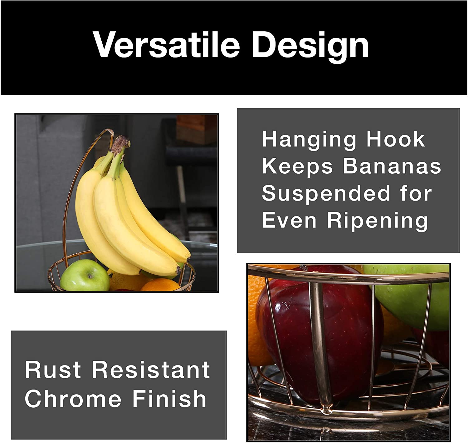 Banana and Fruit Basket Bowl Hanger Holder Stand - Smart Design® 6