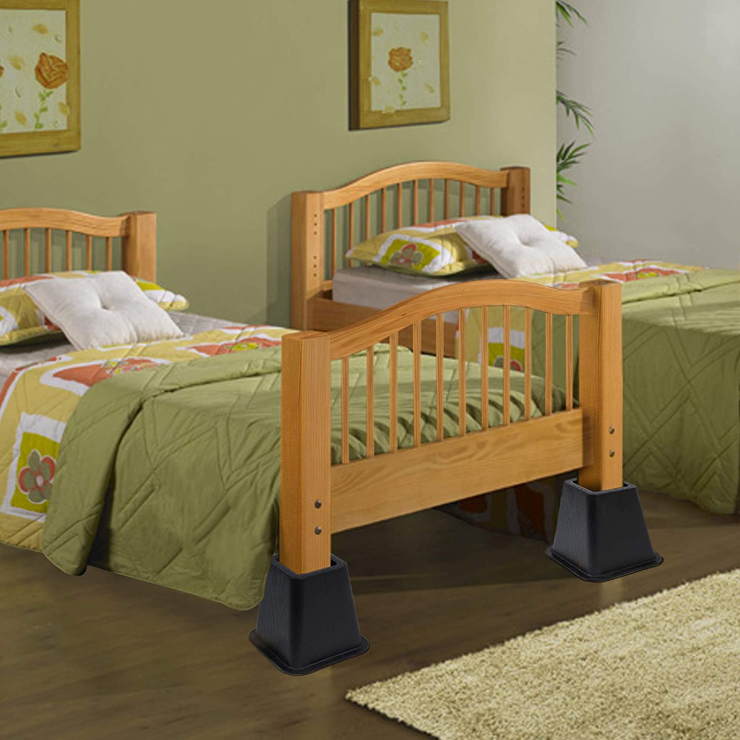 Bed Rtisers Bed Risers Set of 4 - Black | Smart Design® Storage