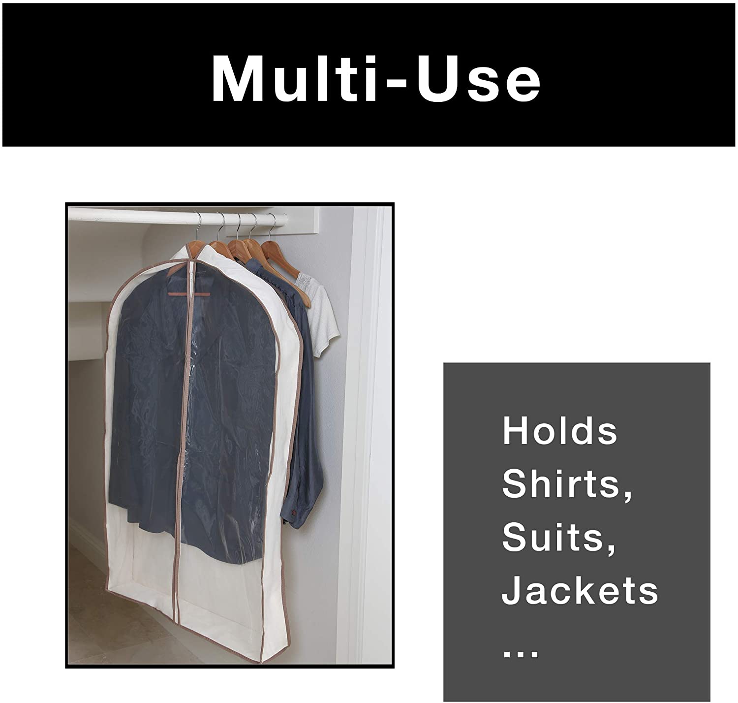 Canvas Gusseted Garment Bag Hanger with Cedar Wood - 24 x 42 Inch - Natural Canvas - Smart Design® 5