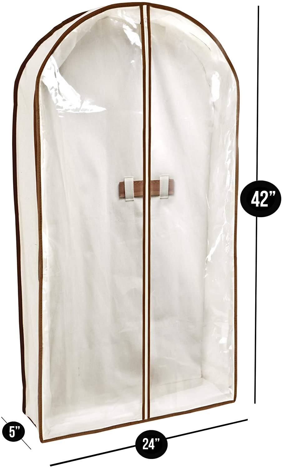 Canvas Gusseted Garment Bag Hanger with Cedar Wood - 24 x 42 Inch - Natural Canvas - Smart Design® 3