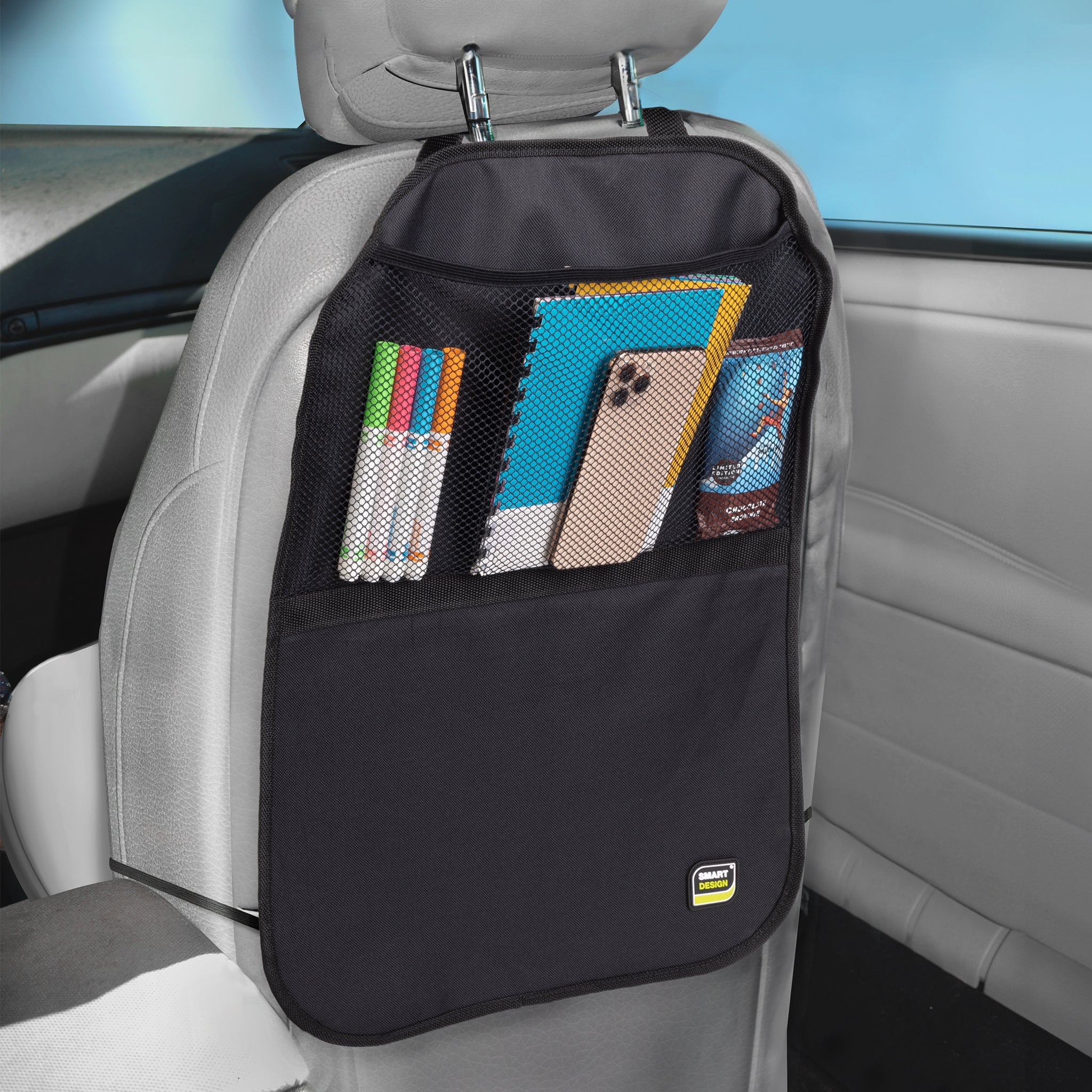 Car Backseat Protector Cover and Storage with Kick Mat - Black - Smart Design® 3