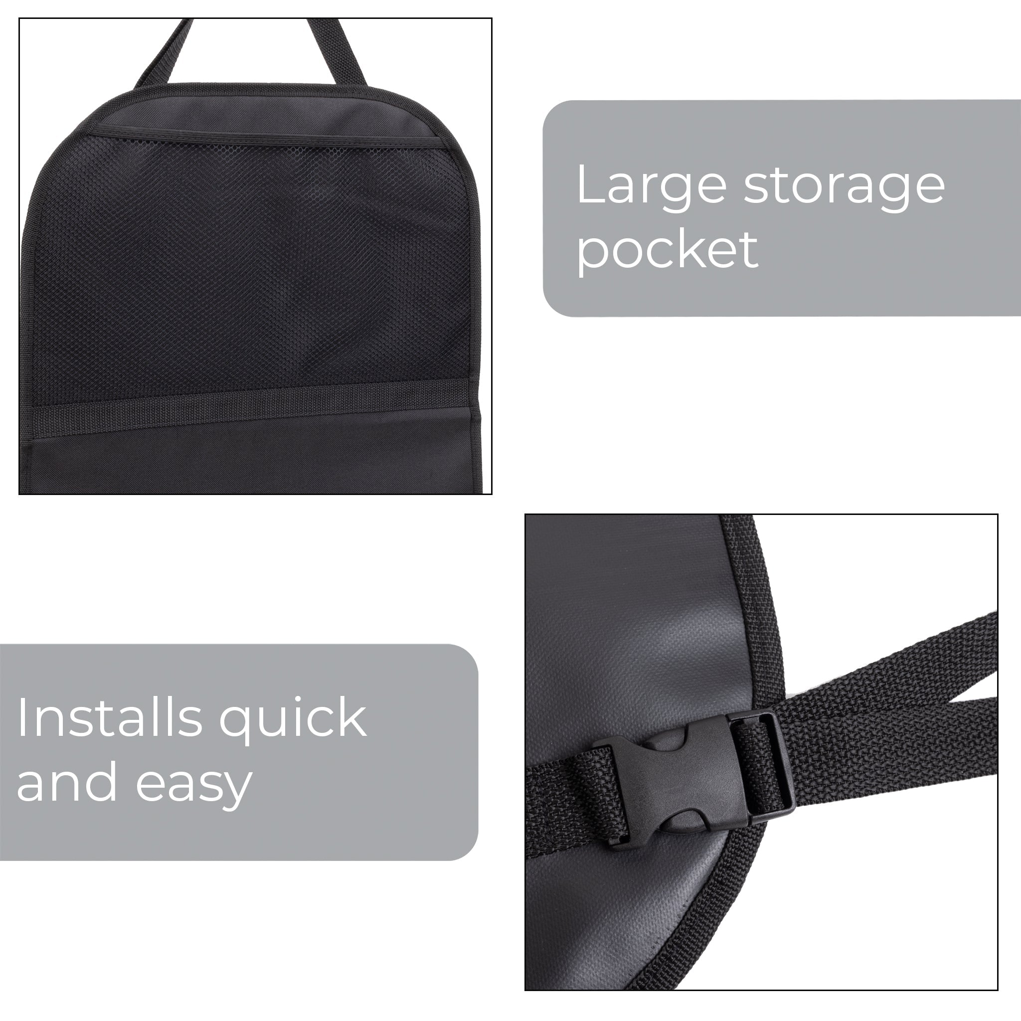 Car Backseat Protector Cover and Storage with Kick Mat - Black - Smart Design® 4
