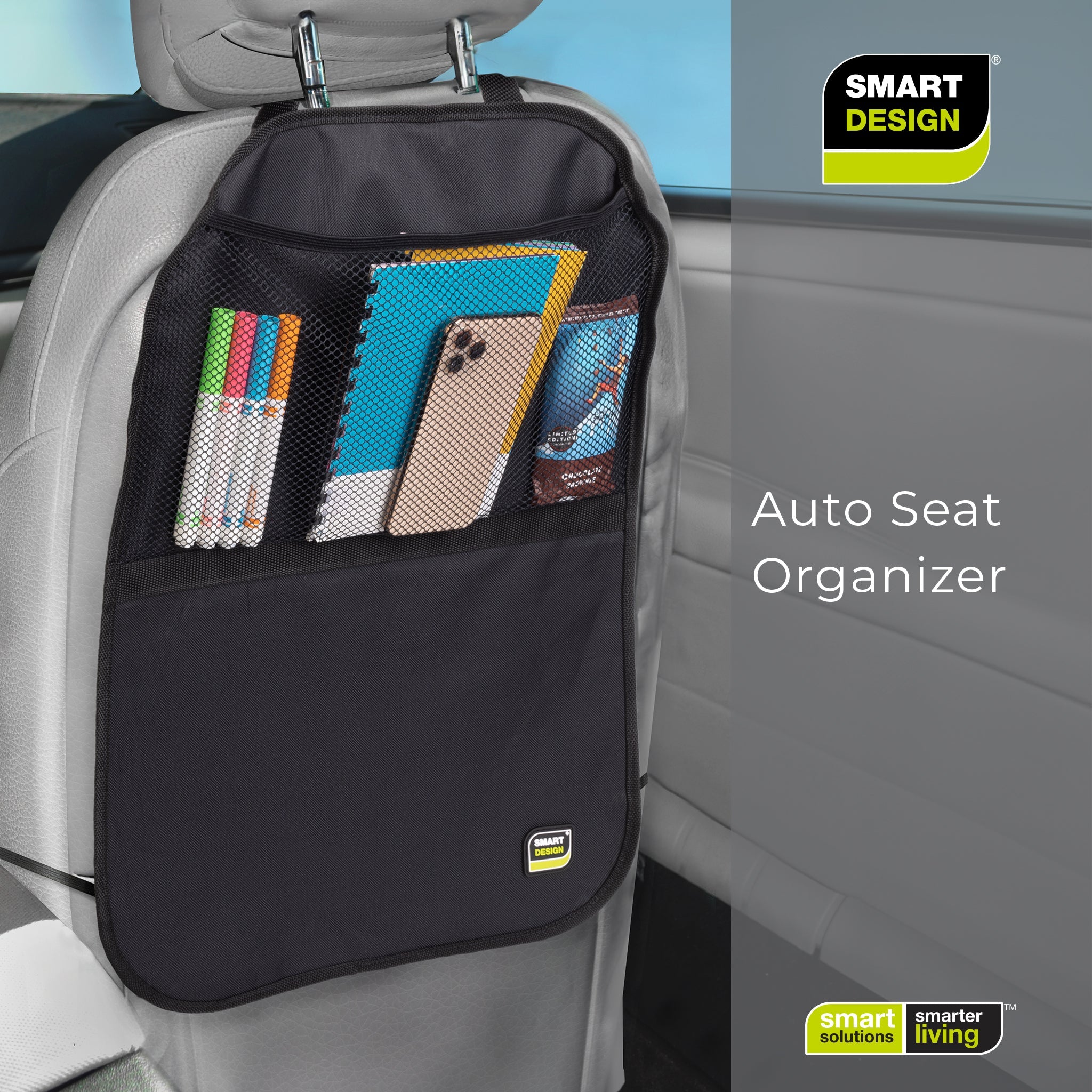Car Backseat Protector Cover and Storage with Kick Mat - Black - Smart Design® 6