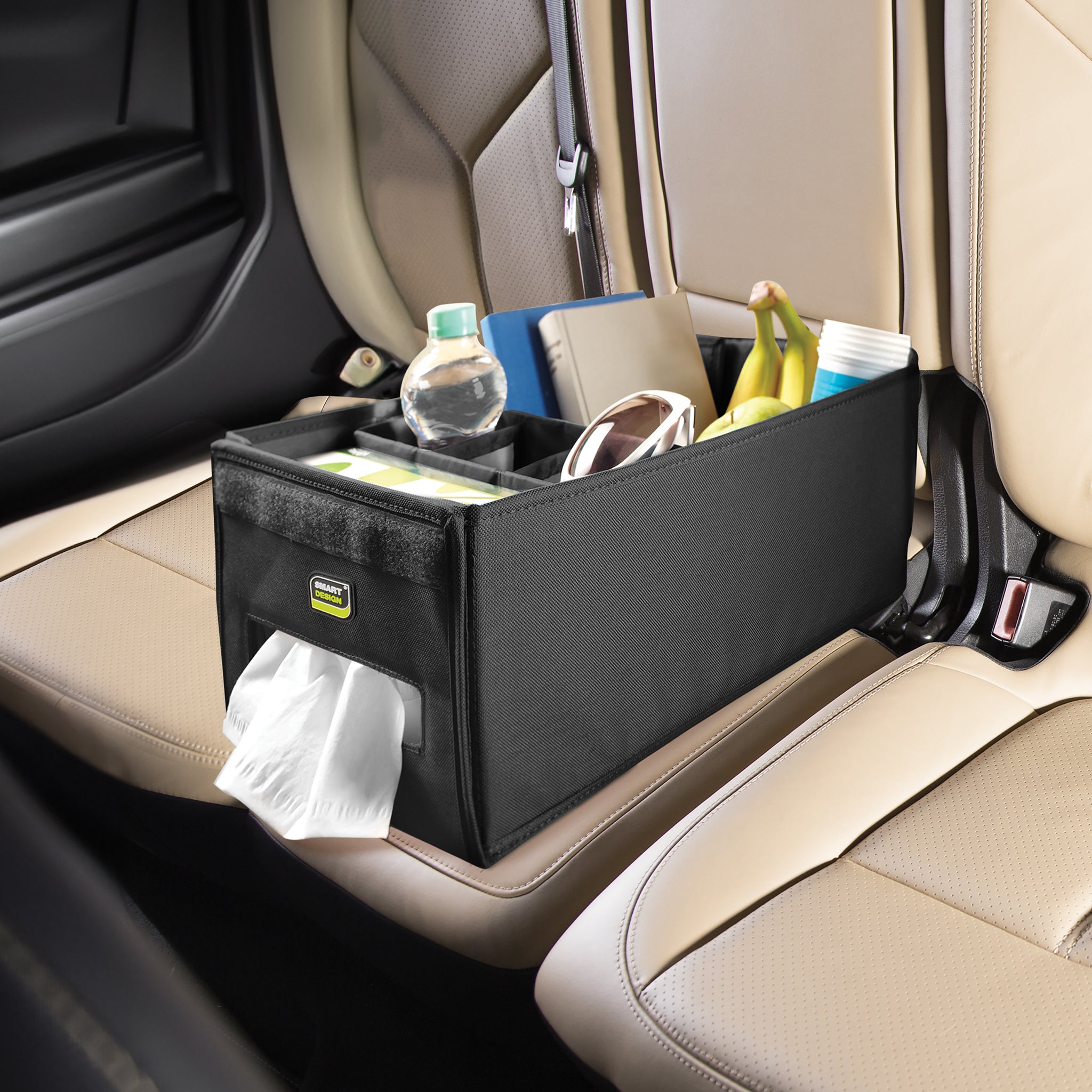 Car Organizer Console Box with Lid - Black - Smart Design® 2
