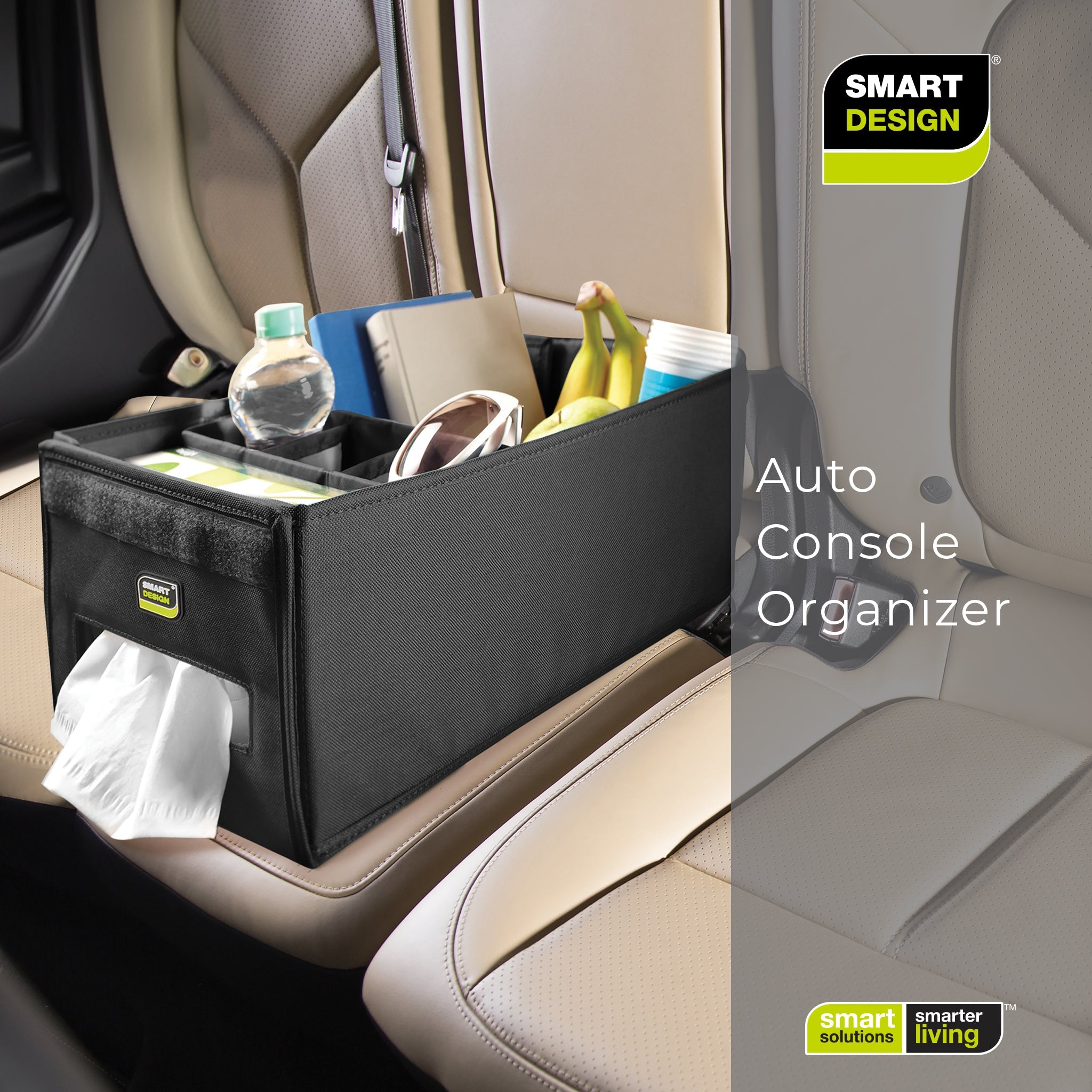 Car Organizer Console Box with Lid - Black - Smart Design® 5