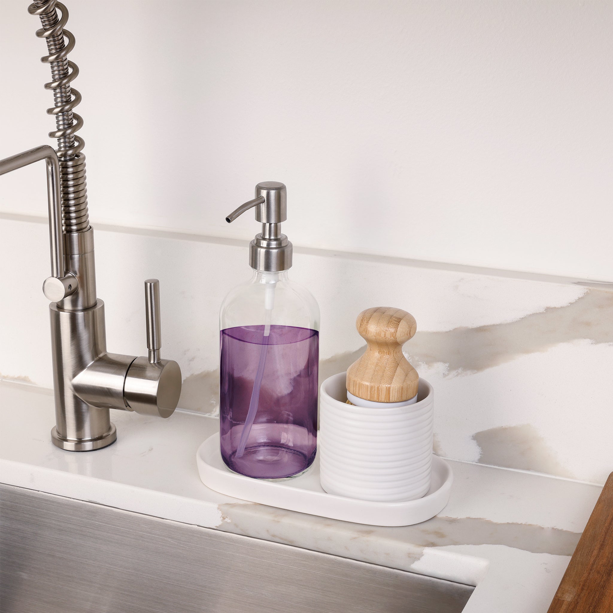 Ceramic Soap Pump & Brush Set - Smart Design® 6