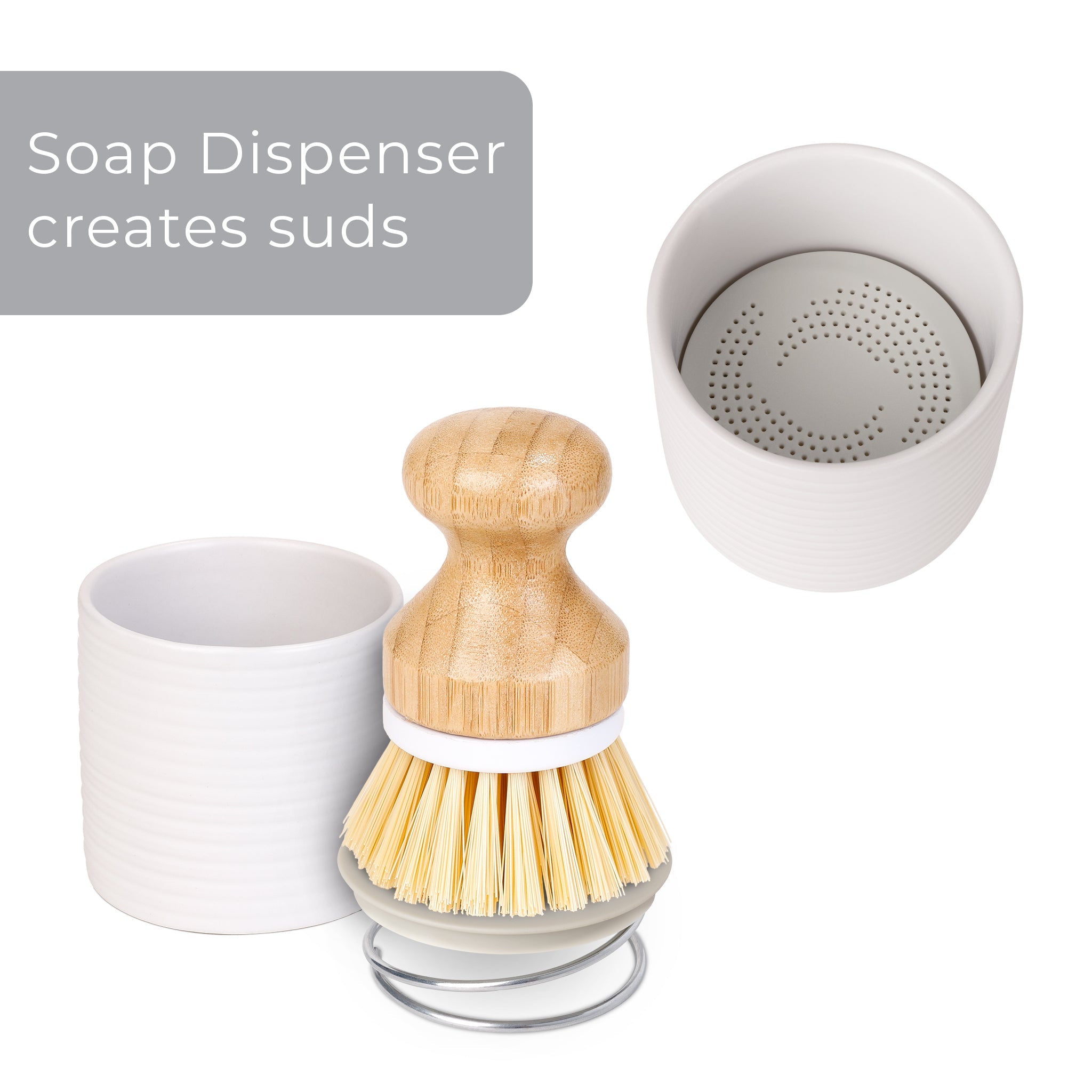 Ceramic Soap Pump & Brush Set - Smart Design® 5