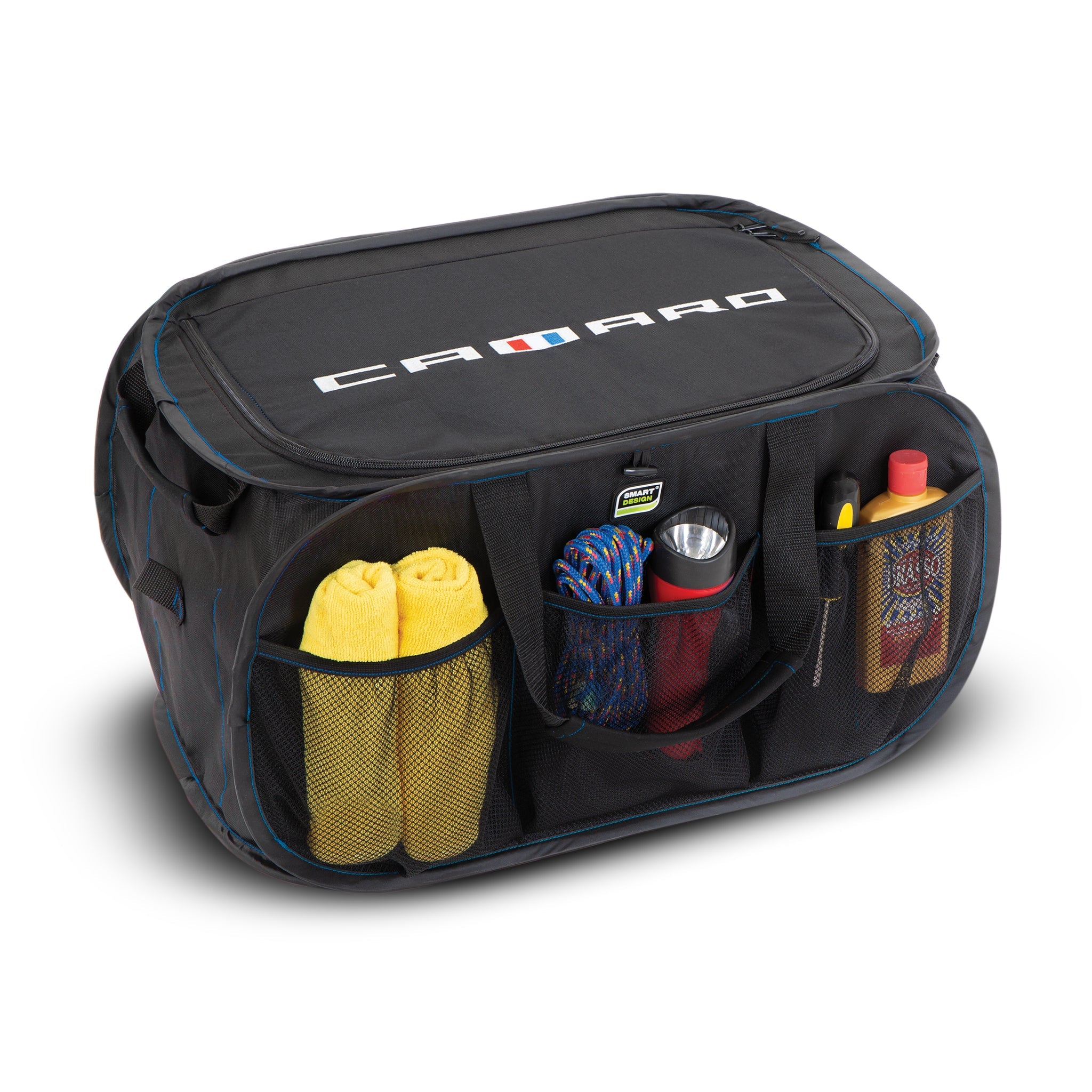 Chevrolet Pop Up Trunk Organizer with Easy Carry Handles, Side Pockets, and Zipper Top - Smart Design® 13