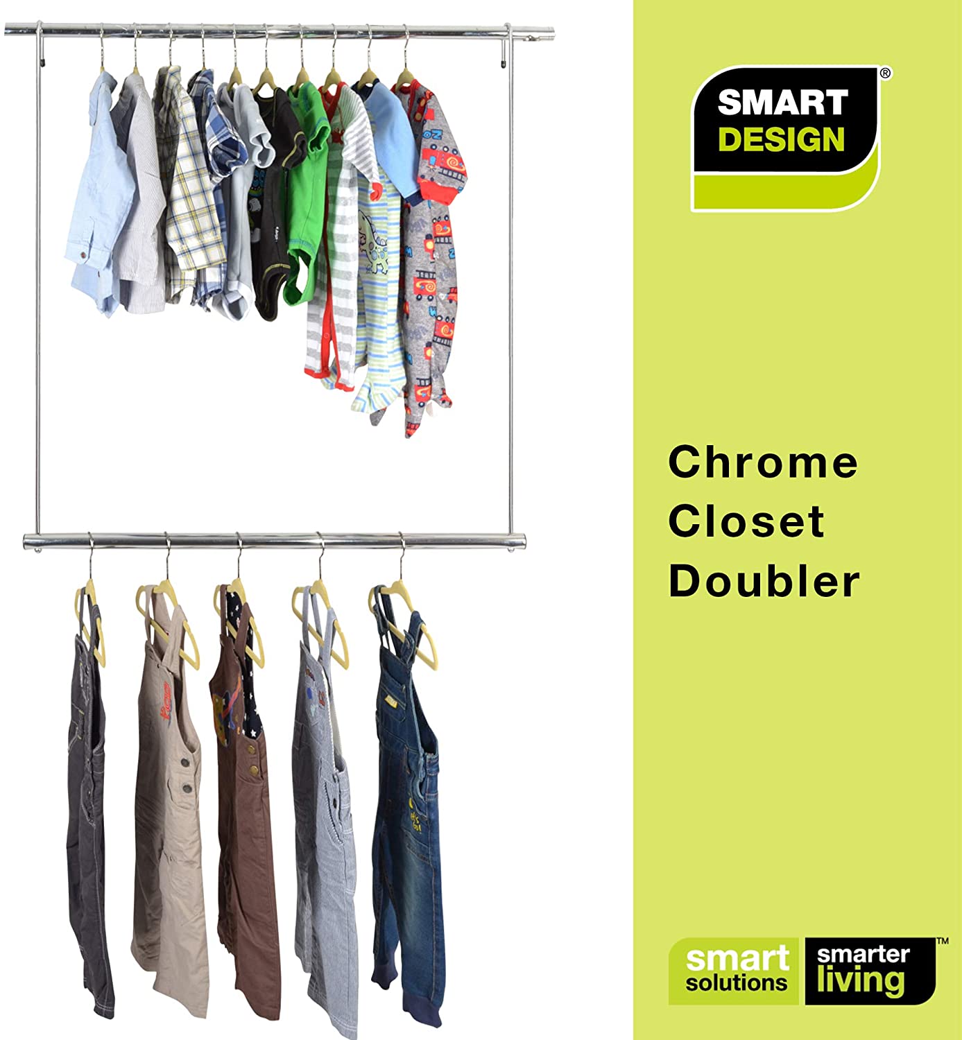 Closet Doubler with Hook Arms - 30 x 34 Inch - Chrome - Smart Design® 8
