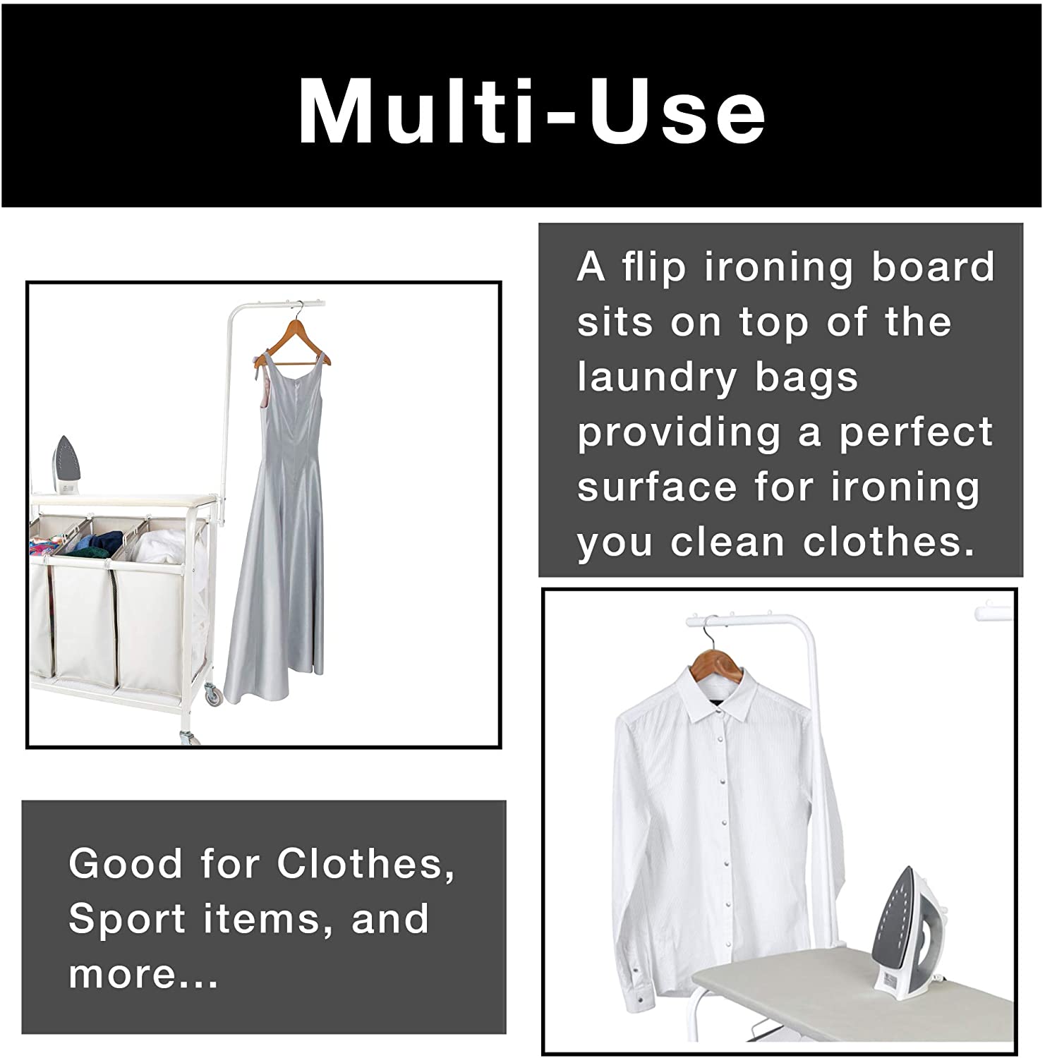 Complete Rolling 3-Compartment Laundry Center - Smart Design® 6